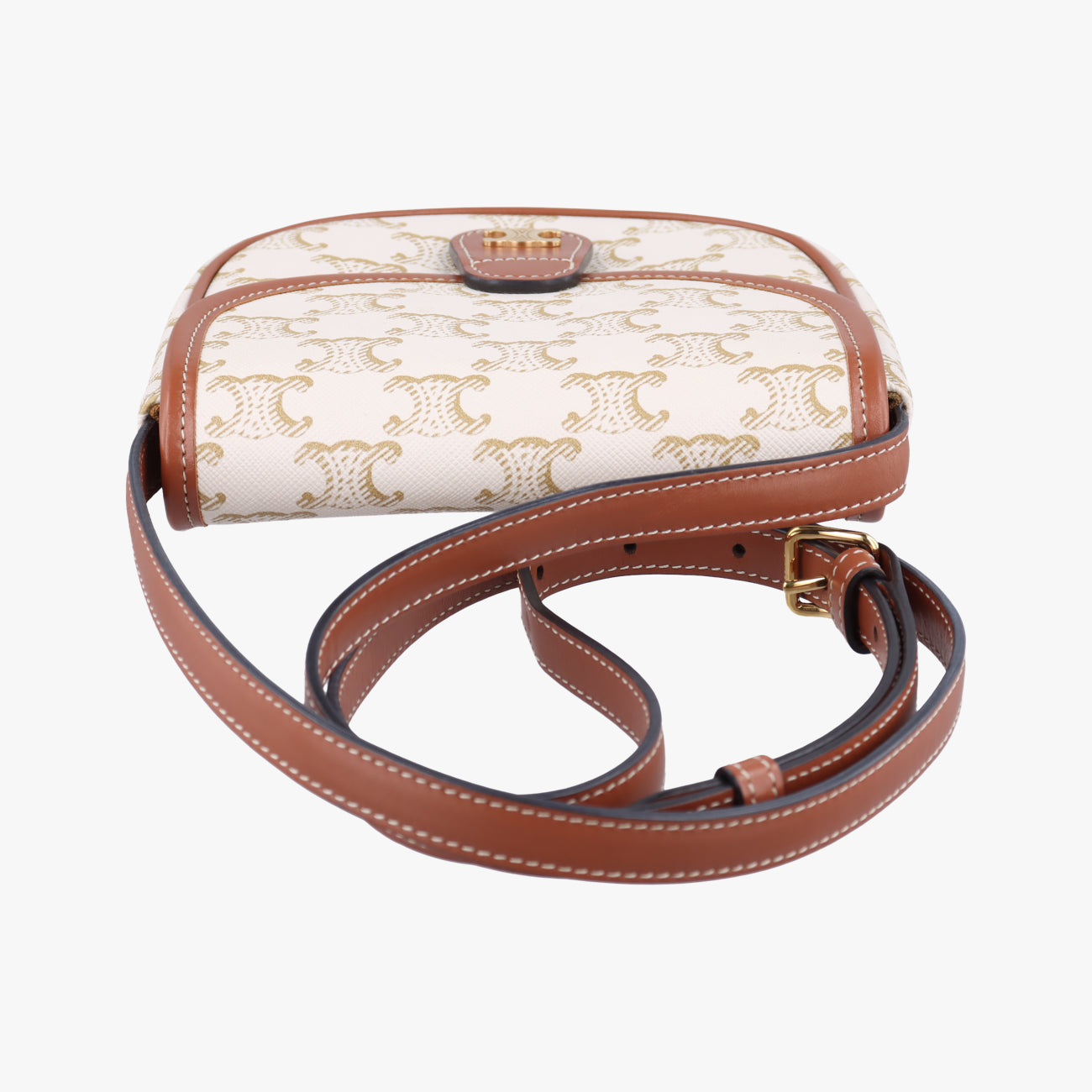 Triomphe Mini Besace White×brown PVC coated canvas  F-CU-1291ミニ ブザス トリオンフ ホワイト×ブラウン PVCコーティングキャンバス  F-CU-1291