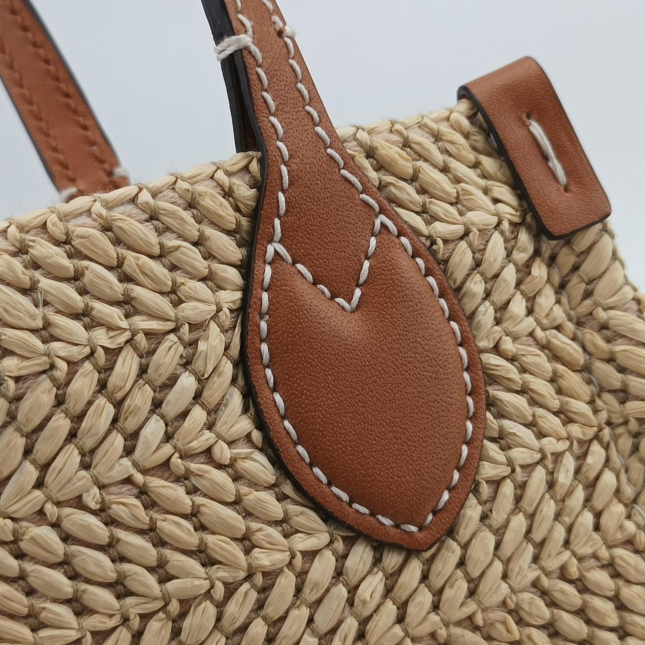 Super Mini Straw-Effect Brown×beige straw×Leather 780083 スーパーミニ ストロー エフェクト ブラウン×ベージュ ストロー×レザー 780083