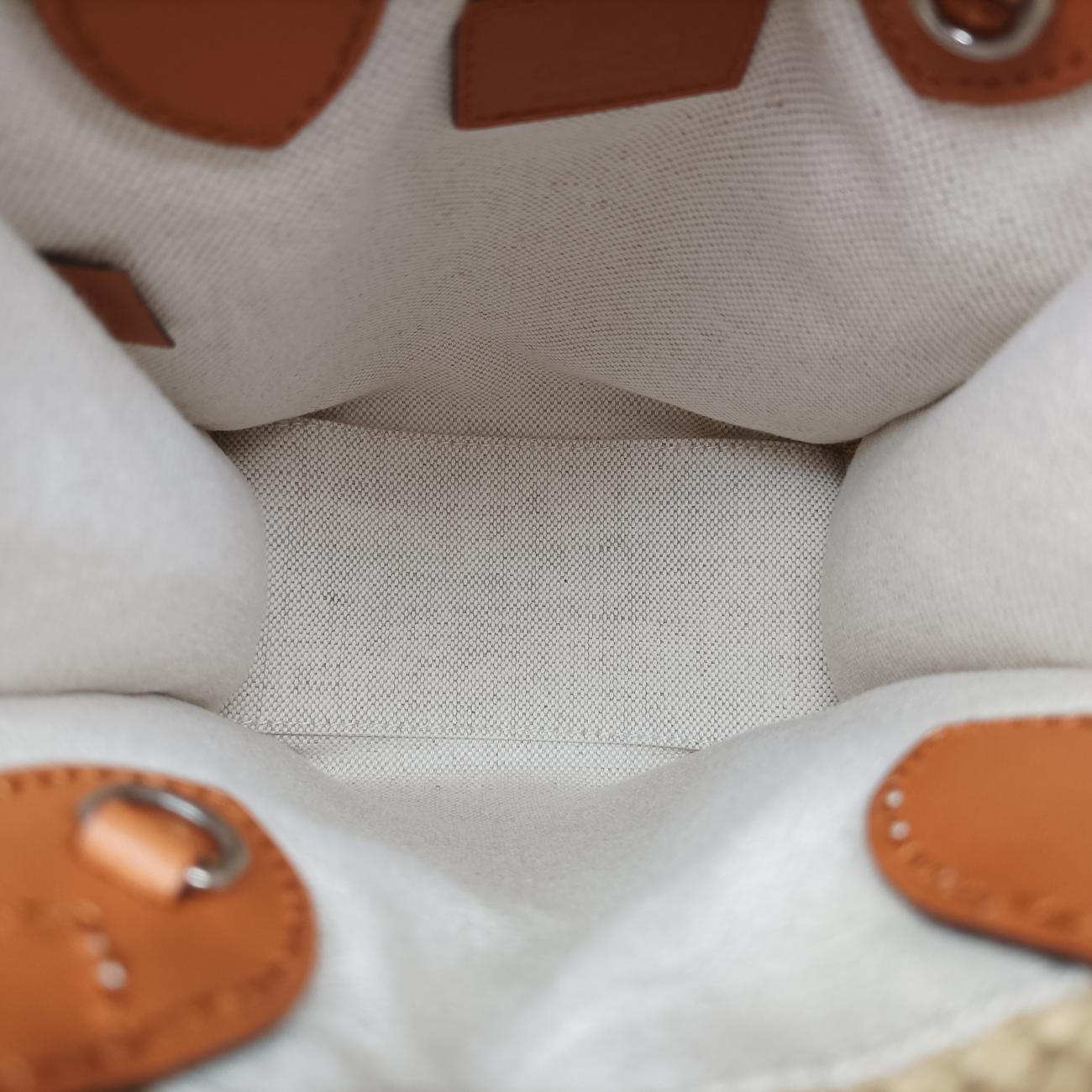 Super Mini Straw-Effect Brown×beige straw×Leather 780083 スーパーミニ ストロー エフェクト ブラウン×ベージュ ストロー×レザー 780083