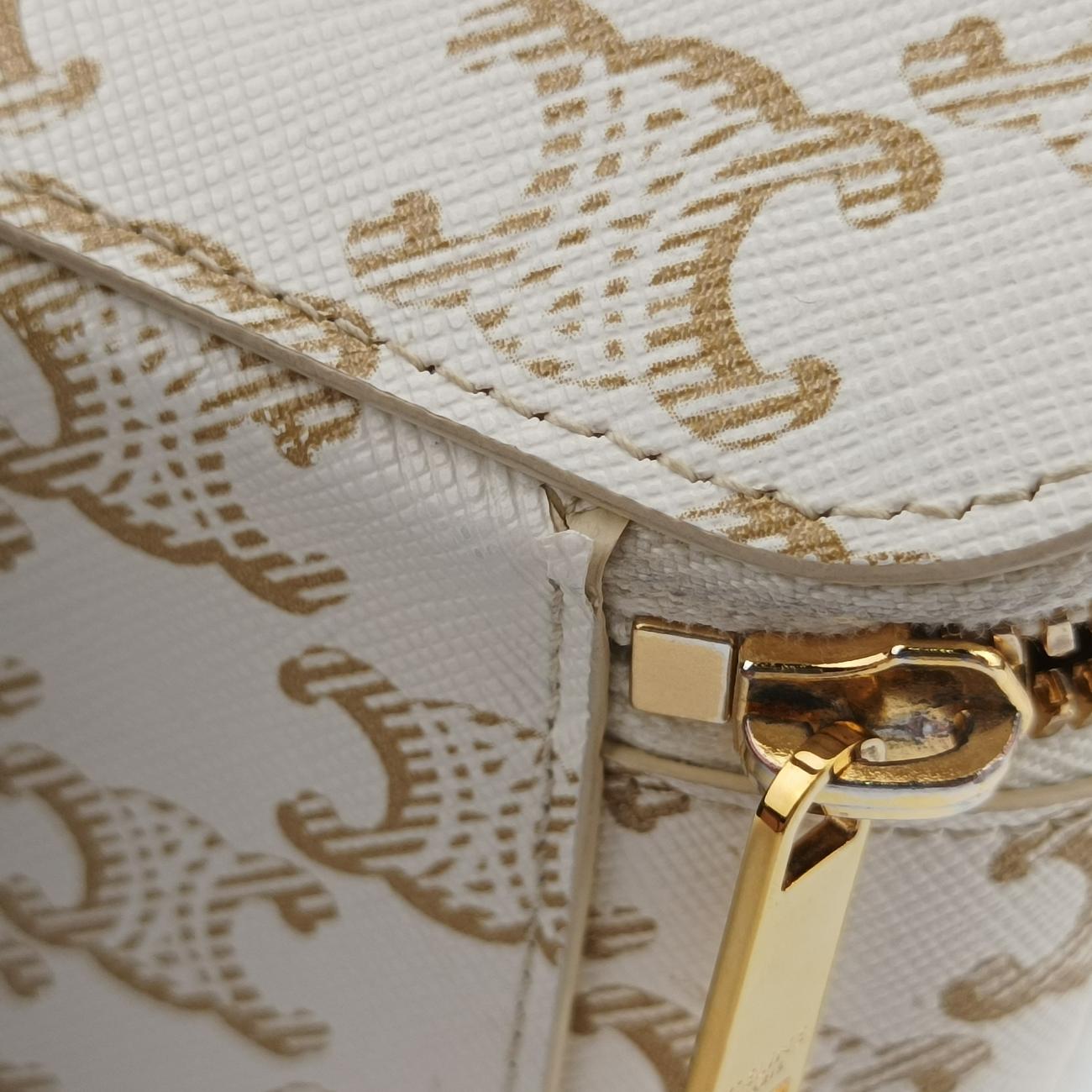 TRIOMPHE mini vanity case White PVC coated canvas  U-DS-0243トリオンフ ミニ バニティーケース ホワイト PVCコーティングキャンバス  U-DS-0243