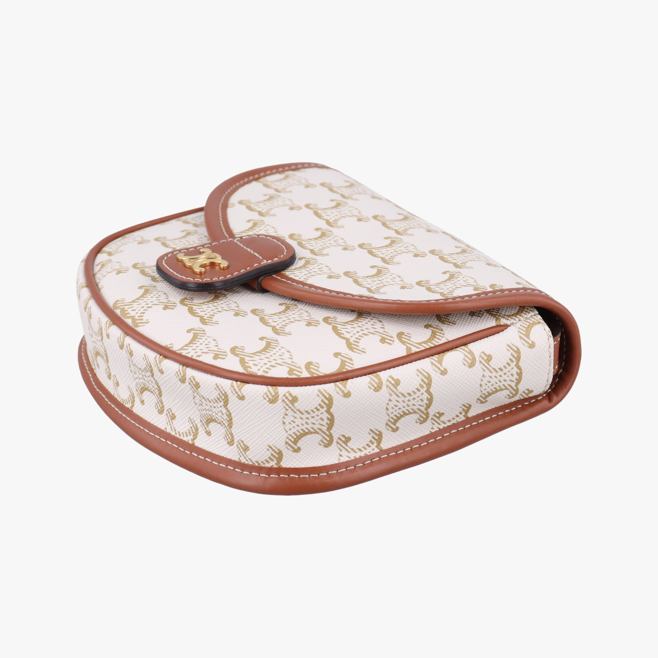 Triomphe Mini Besace White×brown PVC coated canvas  F-CU-1211ミニ ブザス トリオンフ ホワイト×ブラウン PVCコーティングキャンバス  F-CU-1211