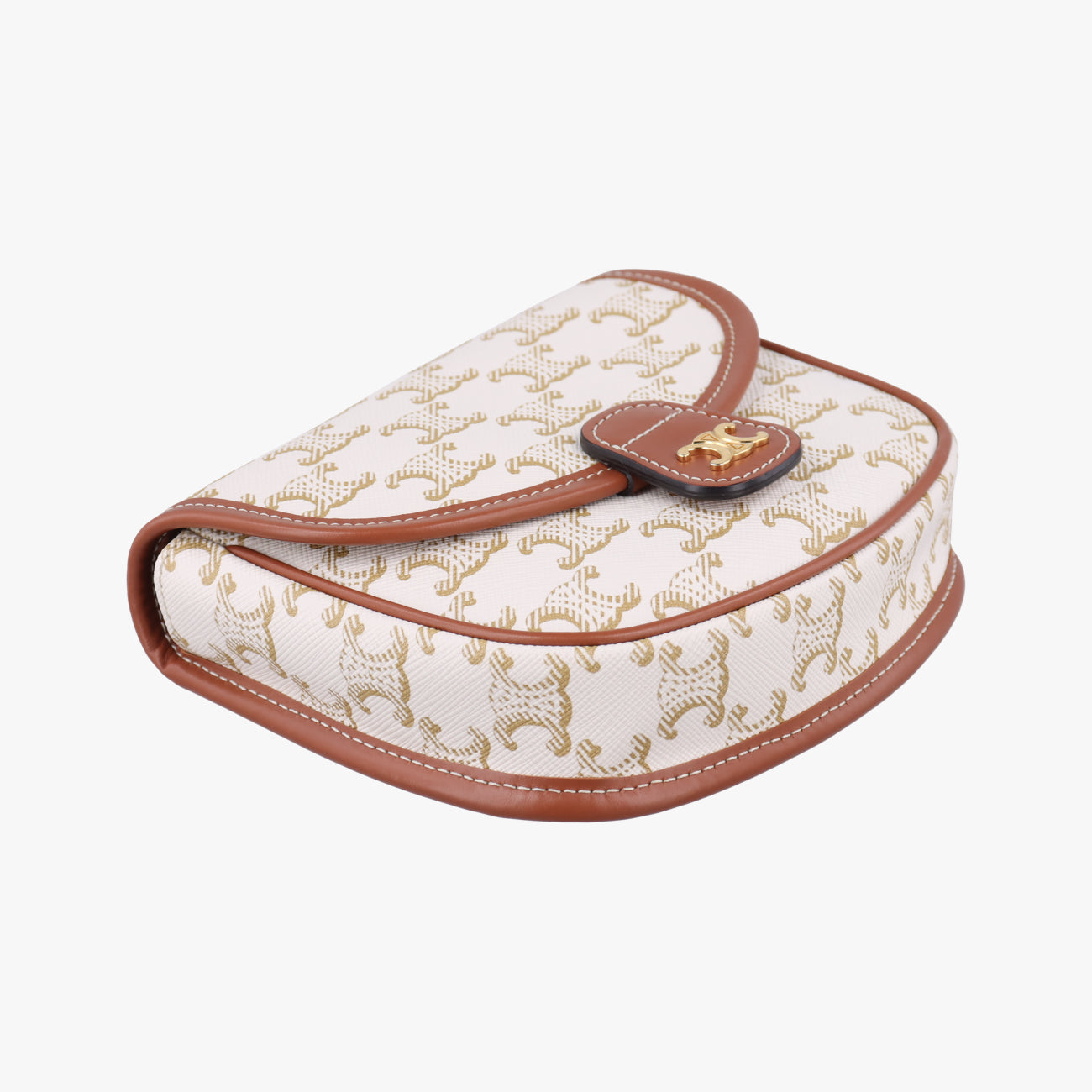 Triomphe Mini Besace White×brown PVC coated canvas  F-CU-1211ミニ ブザス トリオンフ ホワイト×ブラウン PVCコーティングキャンバス  F-CU-1211