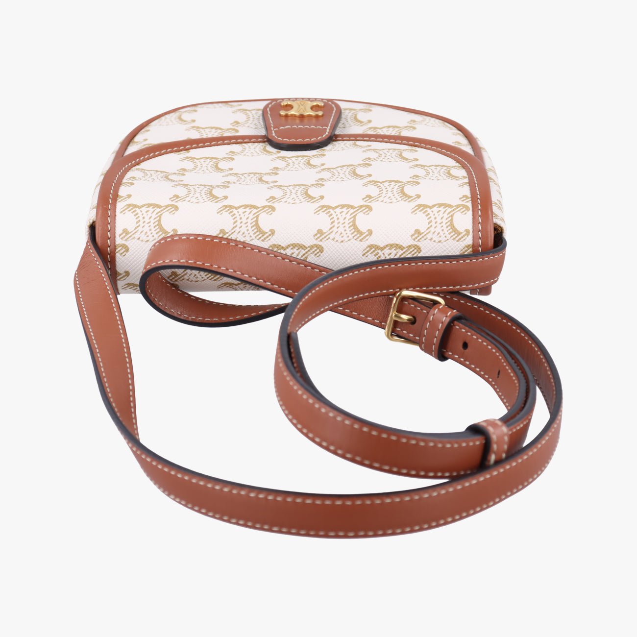 Triomphe Mini Besace White×brown PVC coated canvas  F-CU-1211ミニ ブザス トリオンフ ホワイト×ブラウン PVCコーティングキャンバス  F-CU-1211