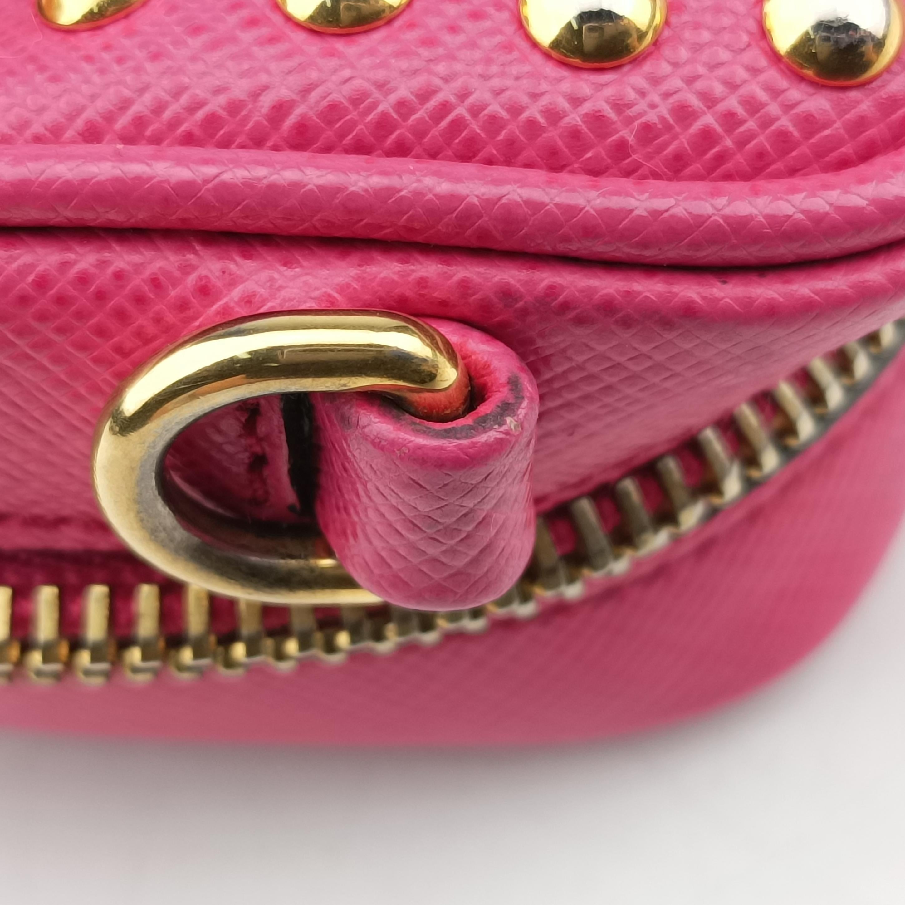 Bijou crystal studs Pink SAFFIANO Leather 1N1674 224ビジュークリスタルスタッズ ピンク サフィアーノレザー 1N1674 224