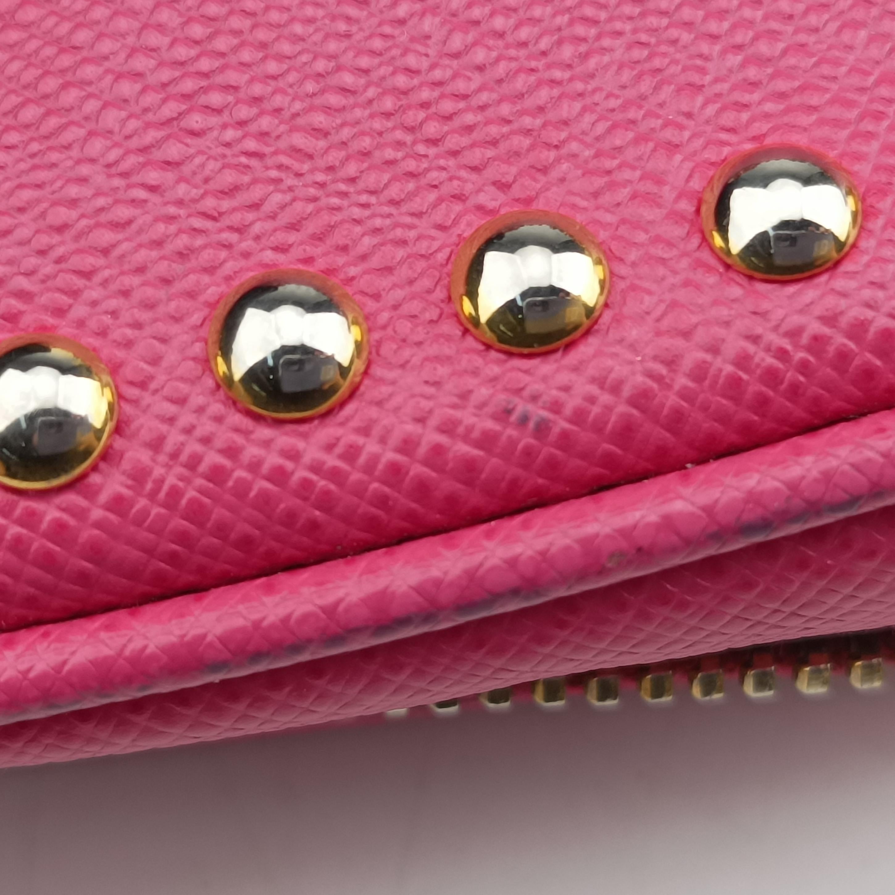 Bijou crystal studs Pink SAFFIANO Leather 1N1674 224ビジュークリスタルスタッズ ピンク サフィアーノレザー 1N1674 224