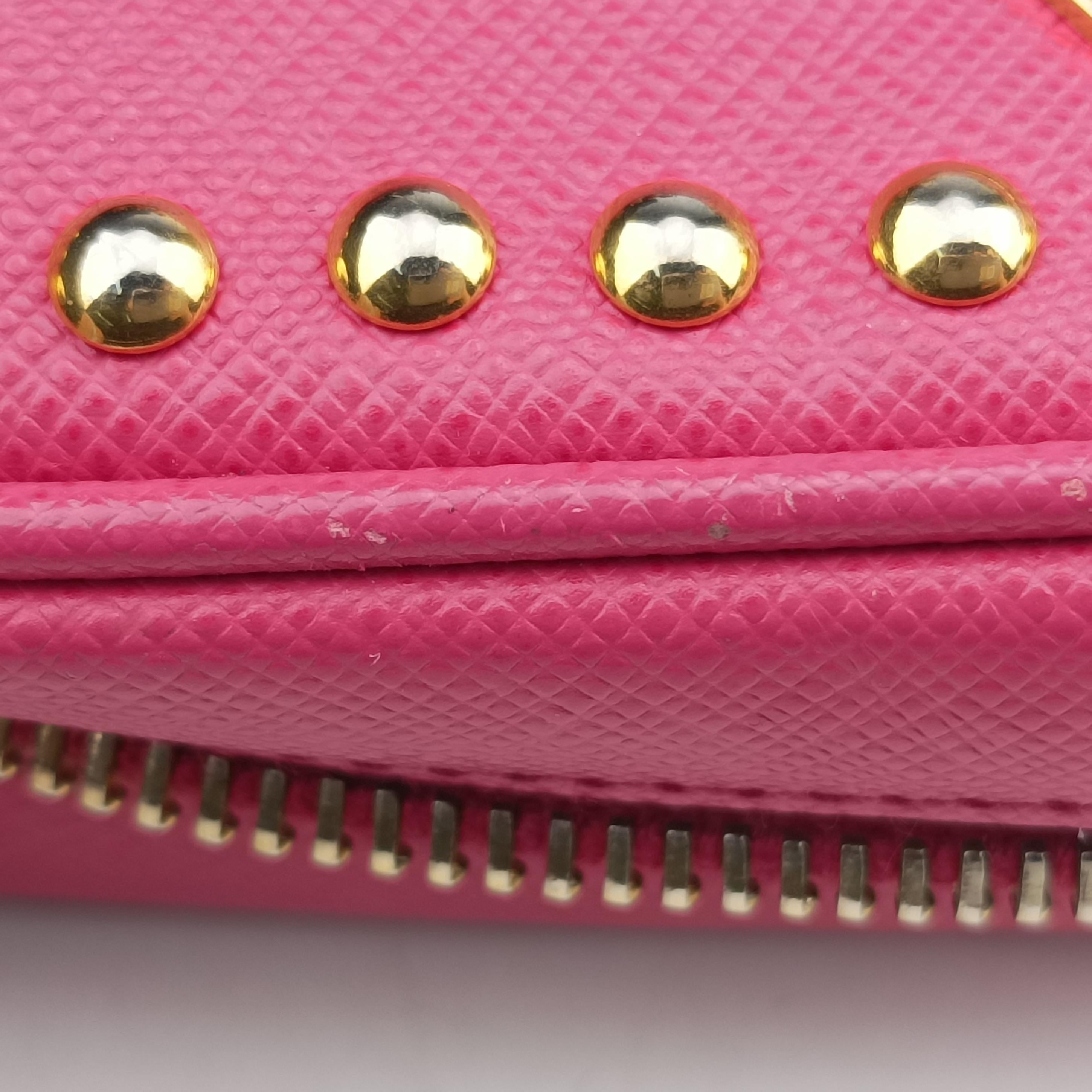 Bijou crystal studs Pink SAFFIANO Leather 1N1674 224ビジュークリスタルスタッズ ピンク サフィアーノレザー 1N1674 224