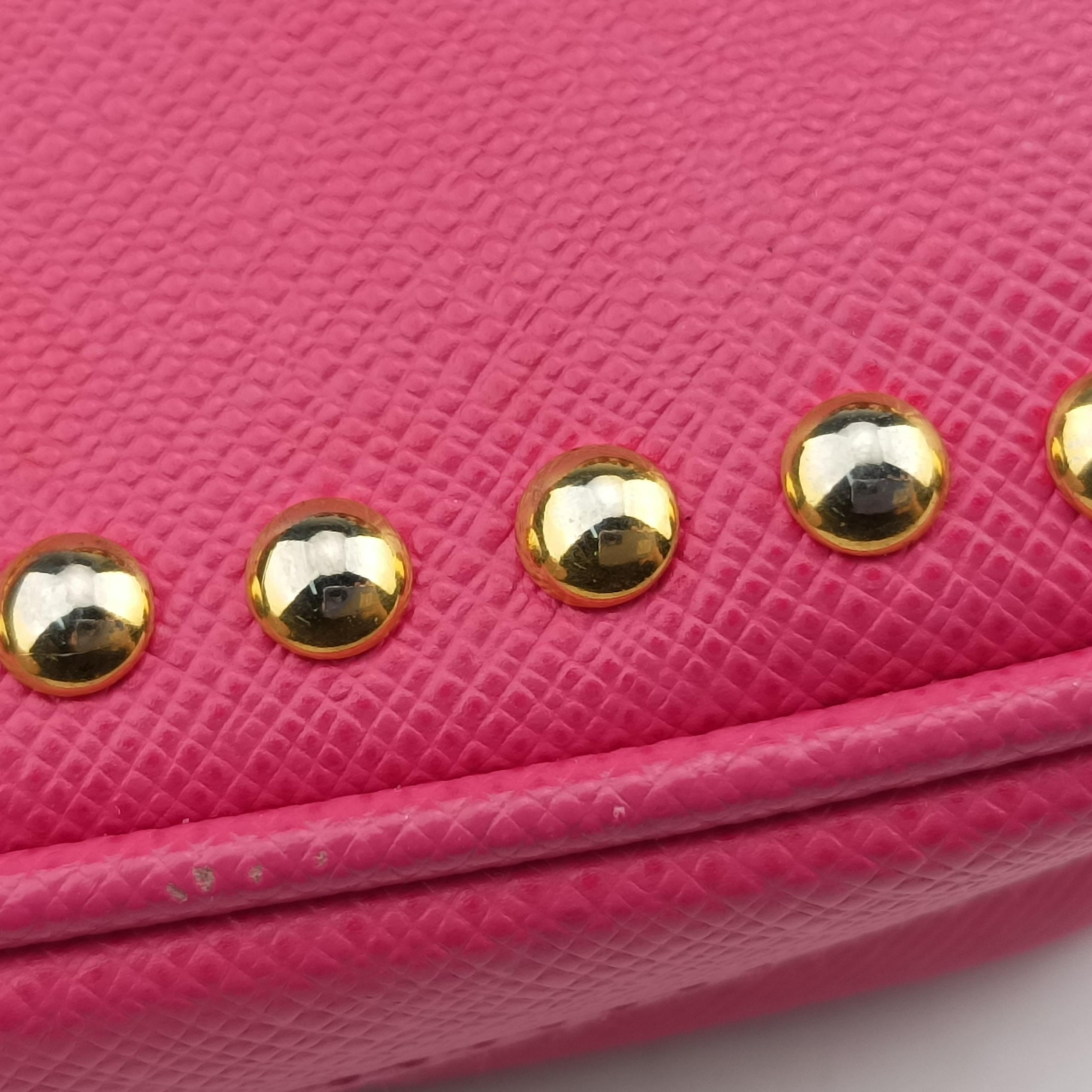 Bijou crystal studs Pink SAFFIANO Leather 1N1674 224ビジュークリスタルスタッズ ピンク サフィアーノレザー 1N1674 224