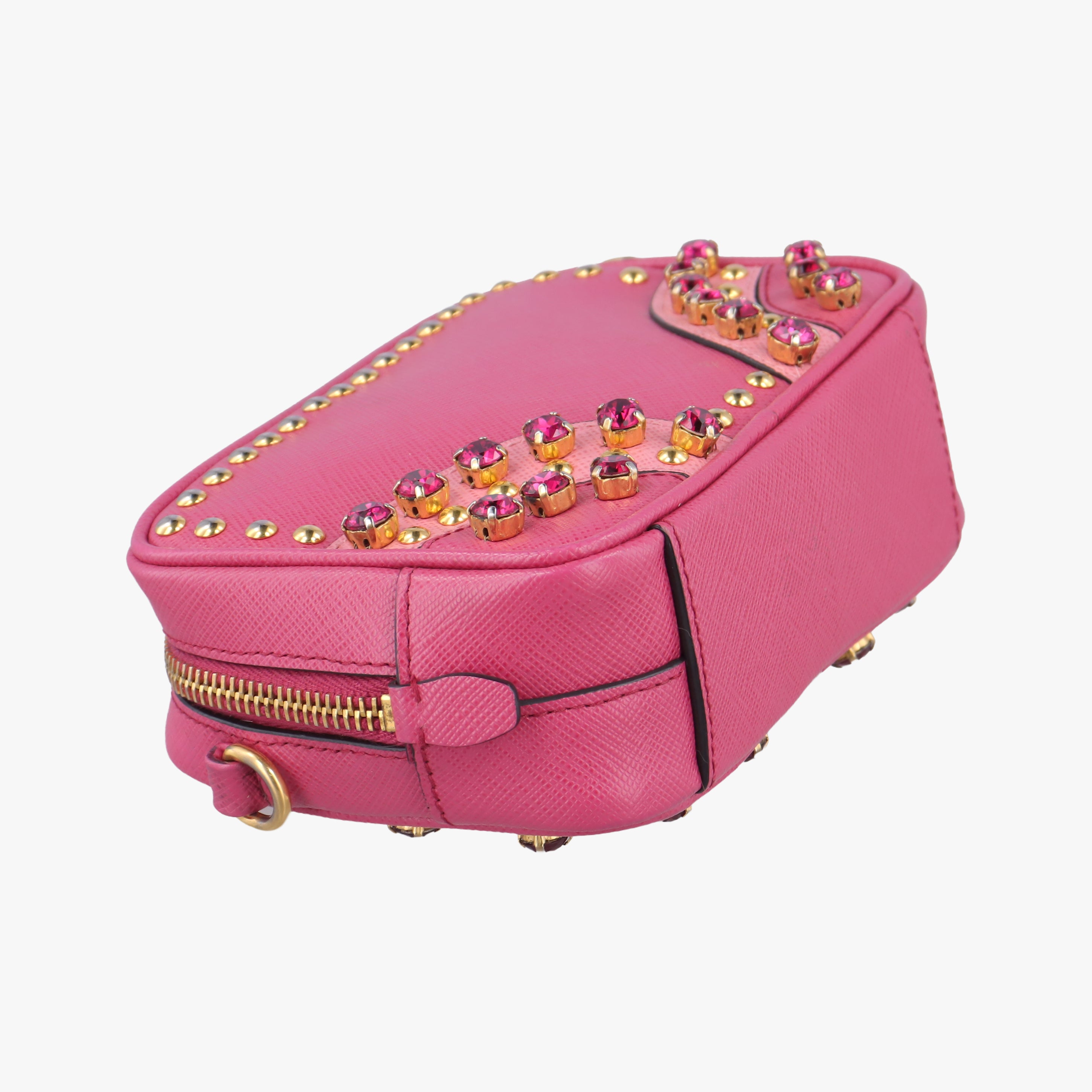 Bijou crystal studs Pink SAFFIANO Leather 1N1674 224ビジュークリスタルスタッズ ピンク サフィアーノレザー 1N1674 224