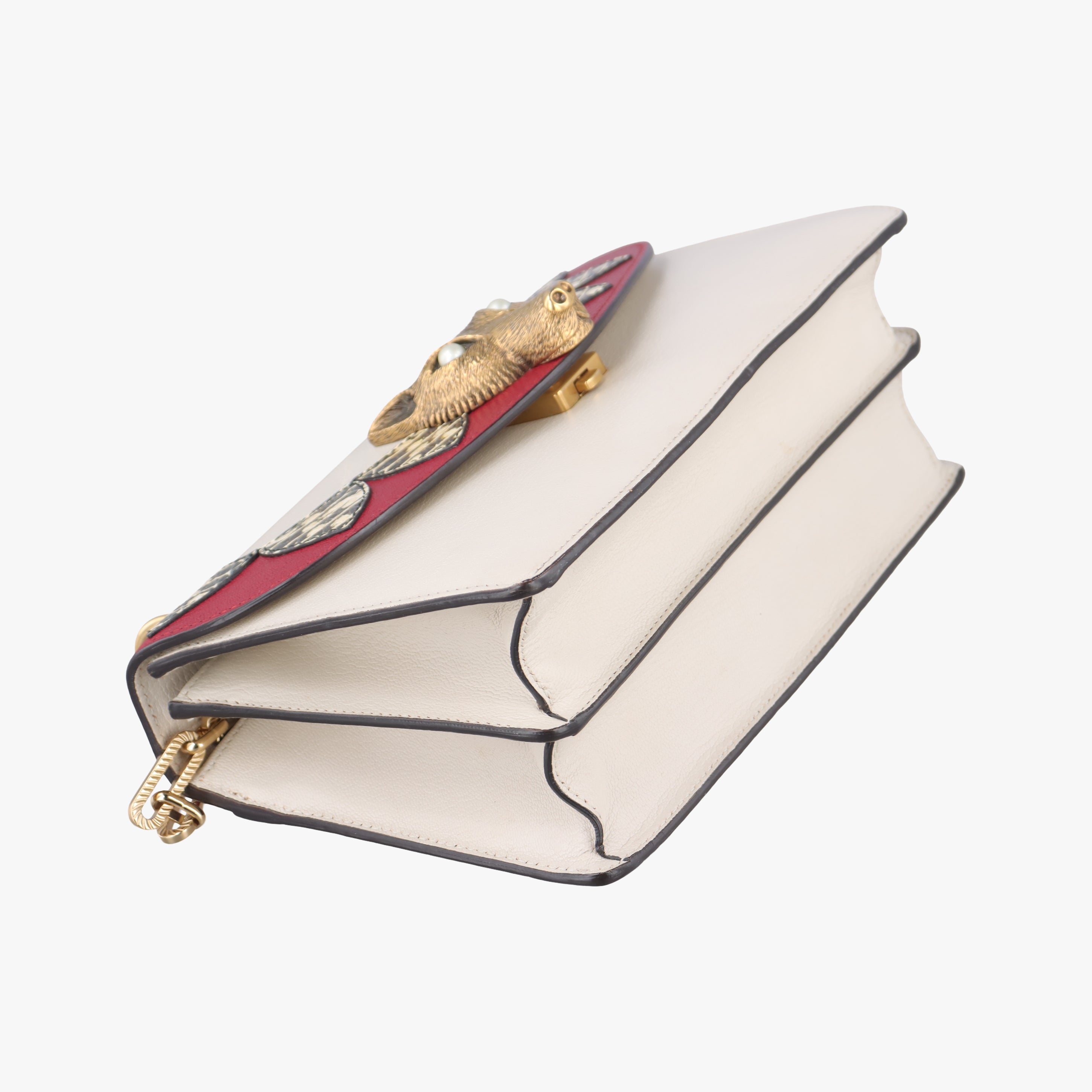 Broche White×red Leather 466433 D021990127ブロシュ ホワイト×レッド レザー 466433 D021990127