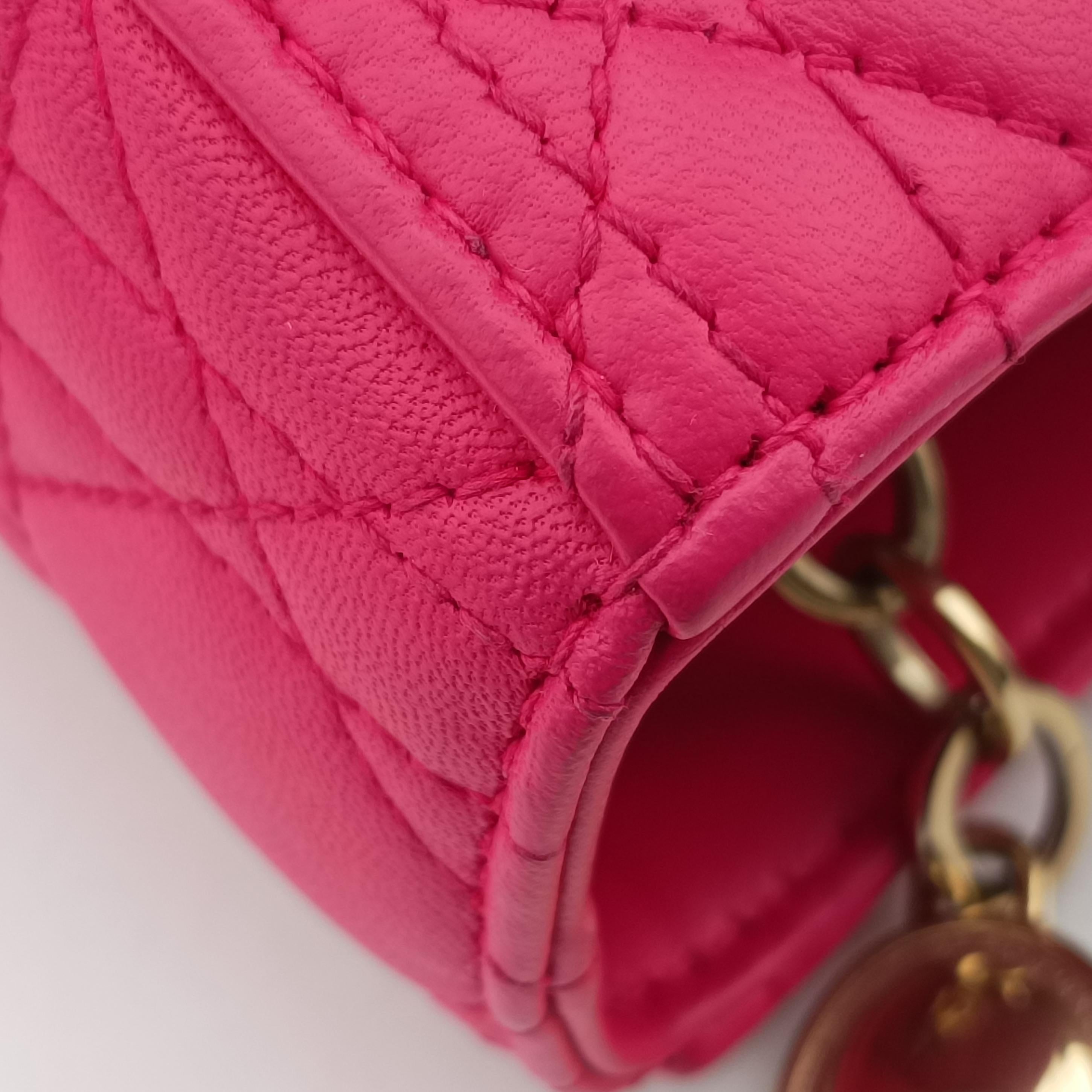 Lady Dior Rose lambskin 18-MA-0124レディディオール ローズ レッド ラムスキン 18-MA-0124