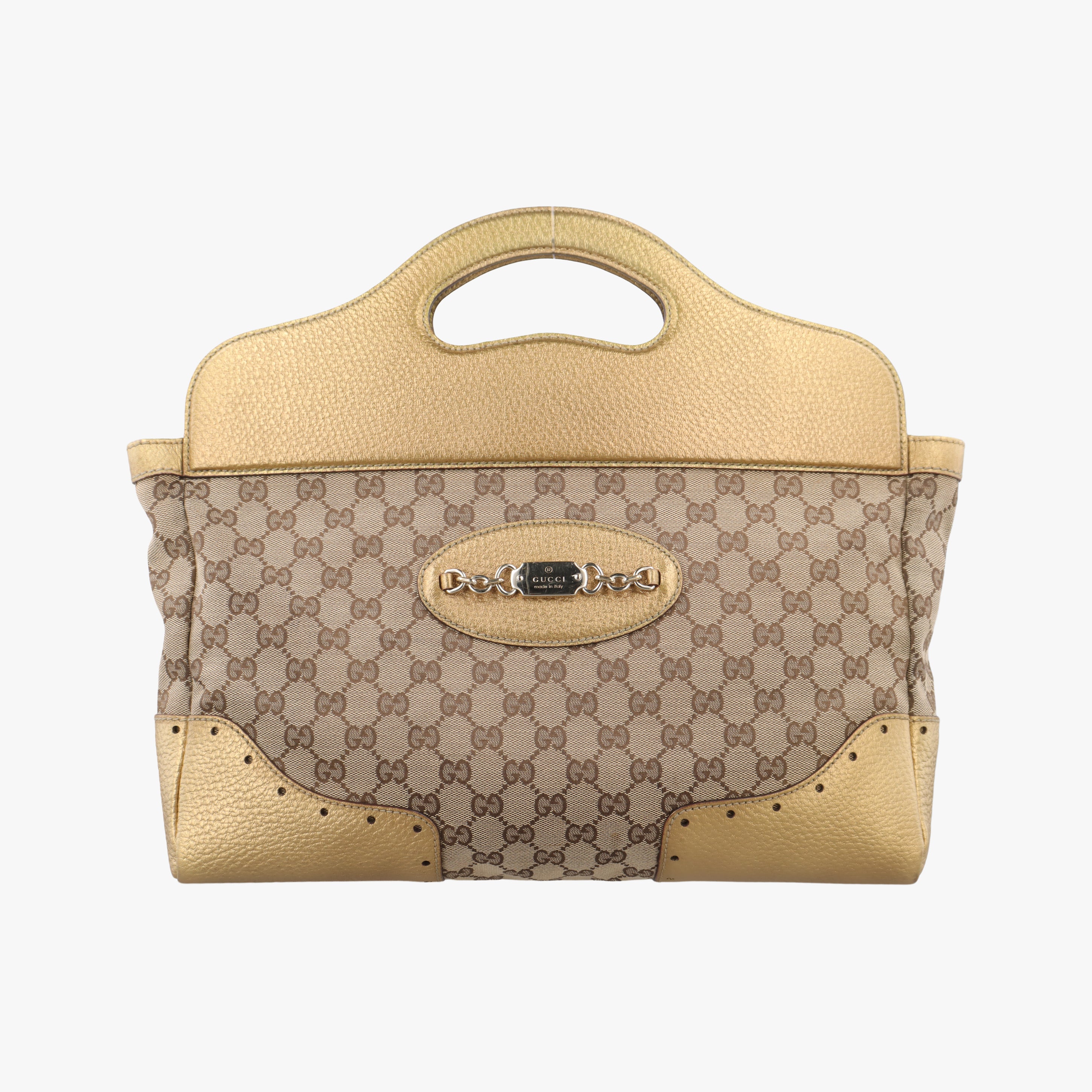 Punch Handle tote Golden×beige Leather x canvas 145787 パンチハンドルトート ゴールド×ベージュ レザー×キャンバス 145787