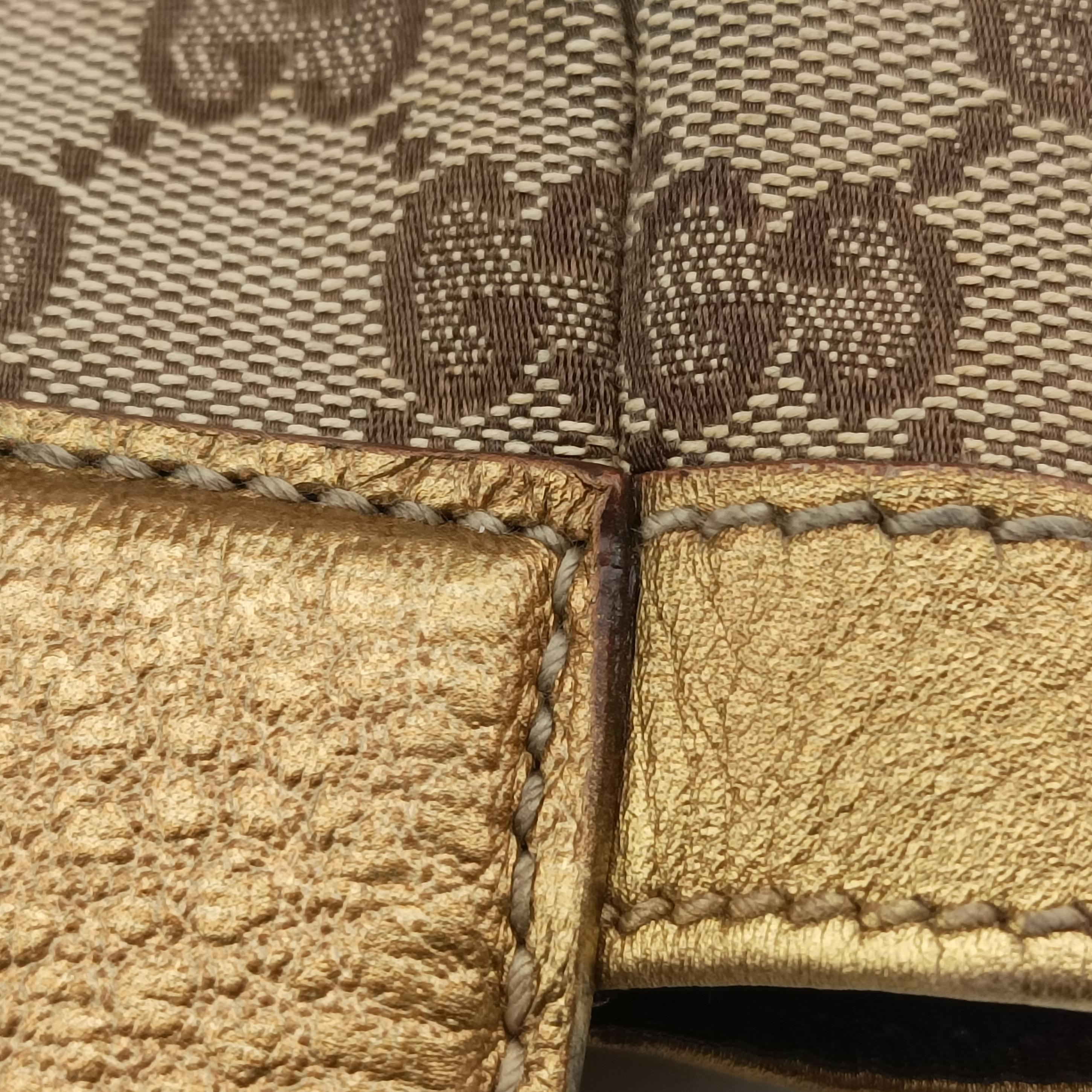 Punch Handle tote Golden×beige Leather x canvas 145787 パンチハンドルトート ゴールド×ベージュ レザー×キャンバス 145787