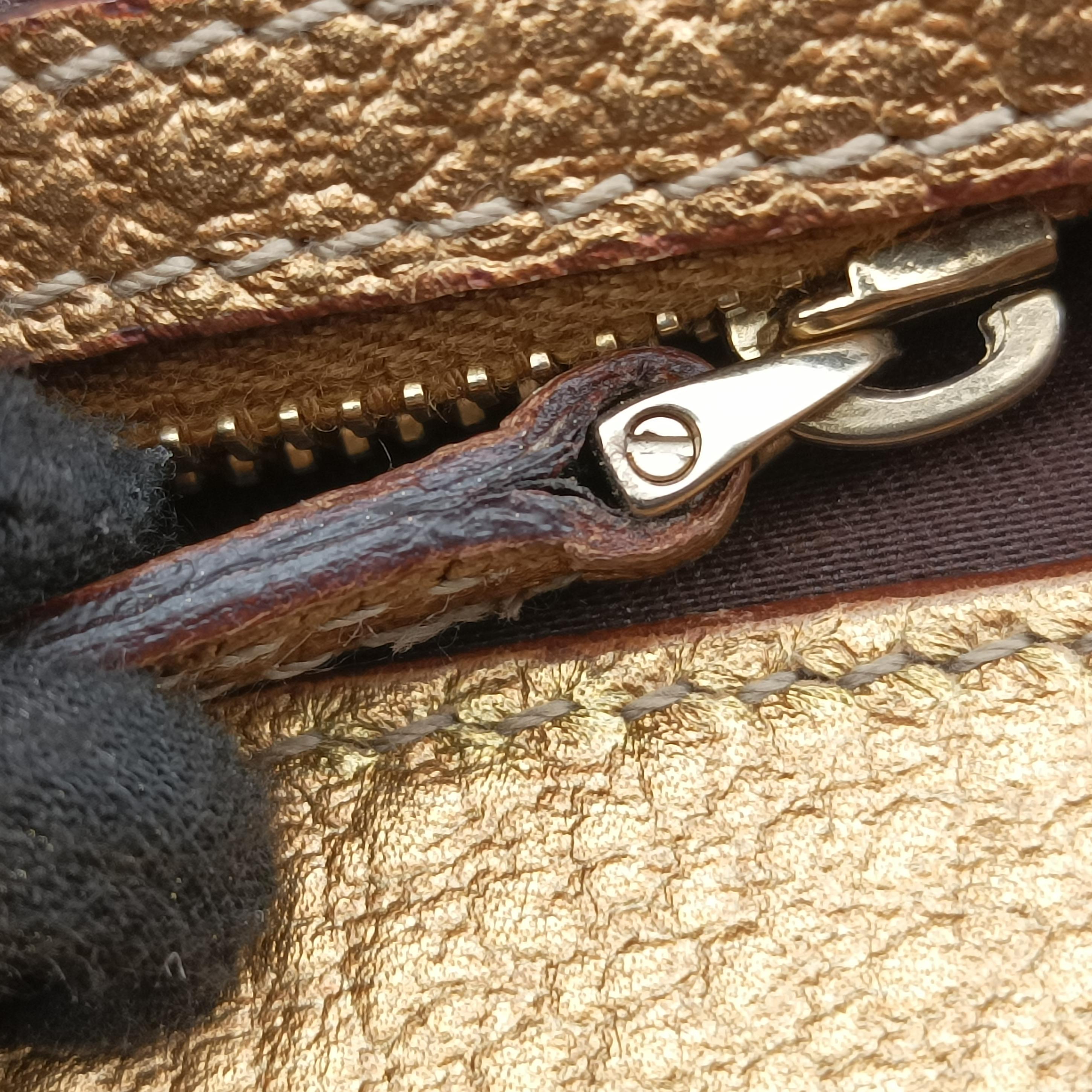 Punch Handle tote Golden×beige Leather x canvas 145787 パンチハンドルトート ゴールド×ベージュ レザー×キャンバス 145787