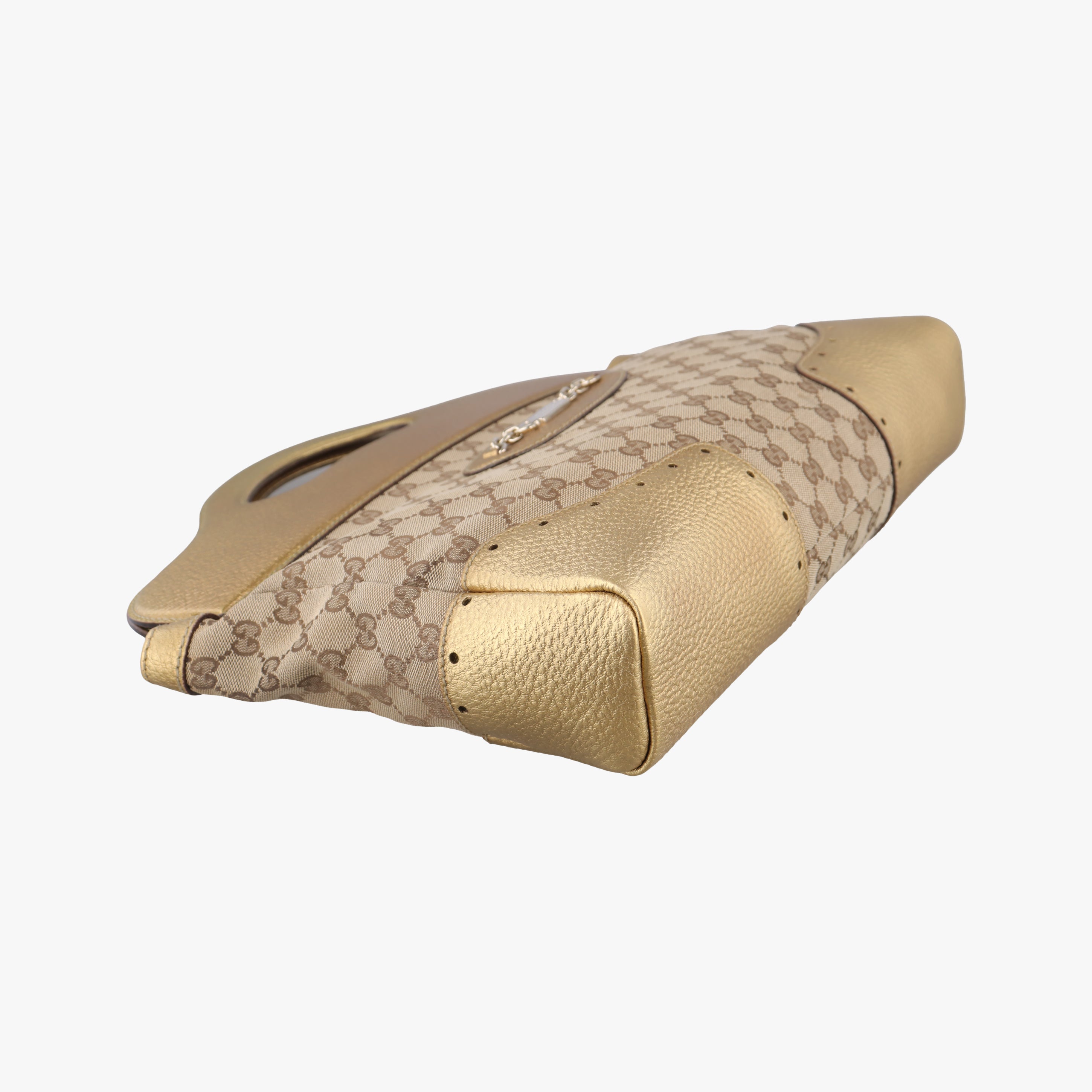 Punch Handle tote Golden×beige Leather x canvas 145787 パンチハンドルトート ゴールド×ベージュ レザー×キャンバス 145787