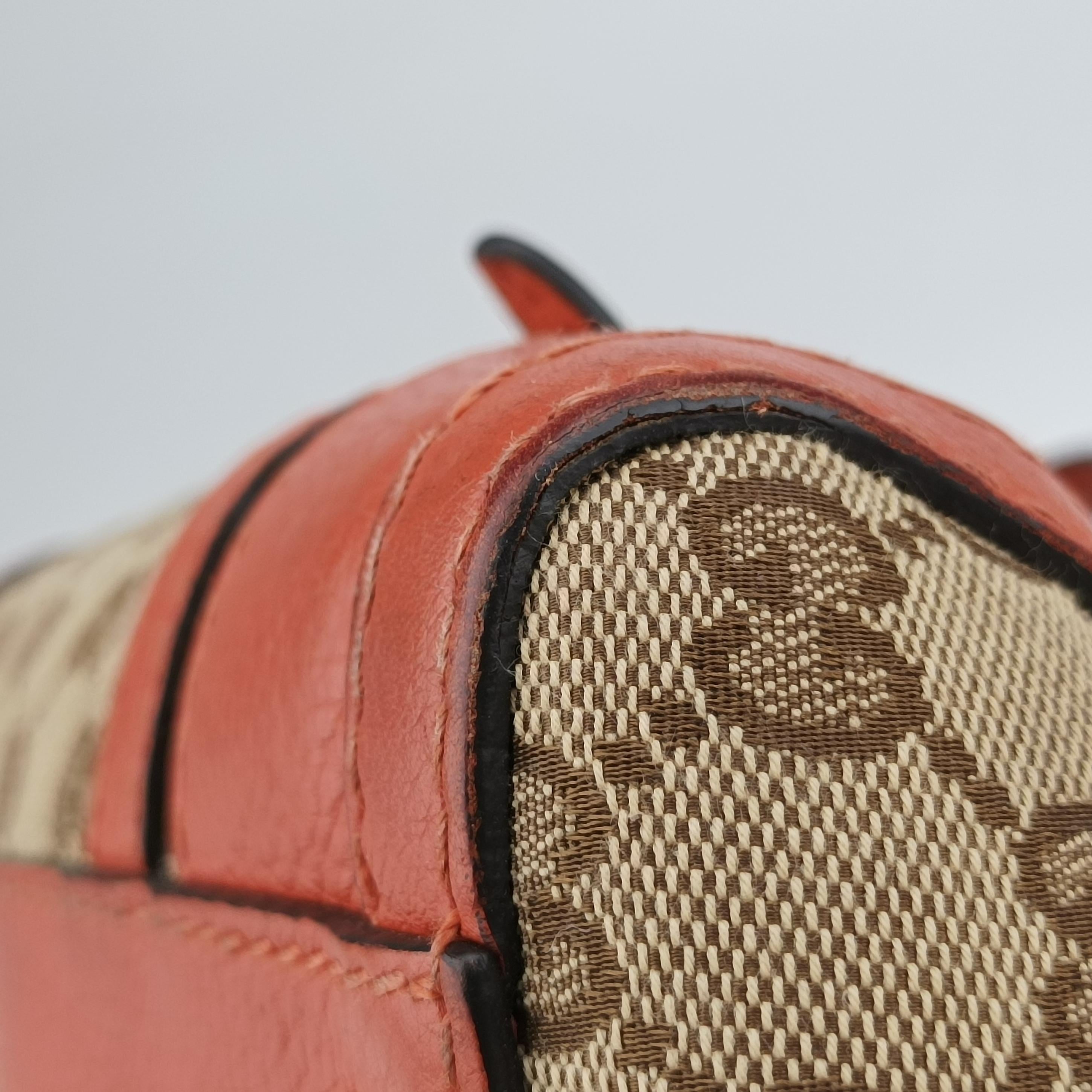 signature Top Handle Cellarius Ebony Beige×pink Leather×canvas 387601 G018257593シグネチャー トップ ハンドル セラリウス エボニー ベージュ×ピンク レザー×キャンバス 387601 G018257593