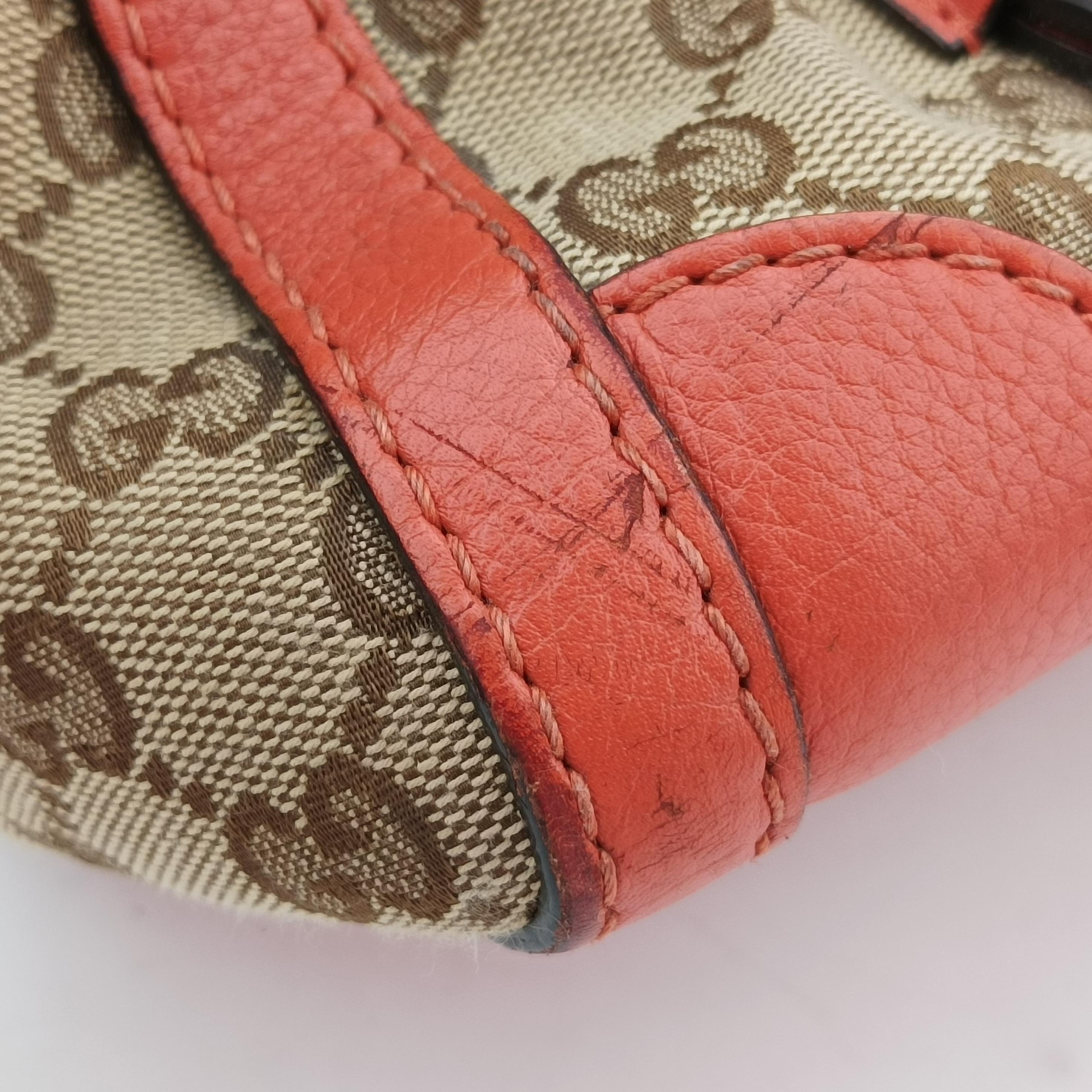 signature Top Handle Cellarius Ebony Beige×pink Leather×canvas 387601 G018257593シグネチャー トップ ハンドル セラリウス エボニー ベージュ×ピンク レザー×キャンバス 387601 G018257593