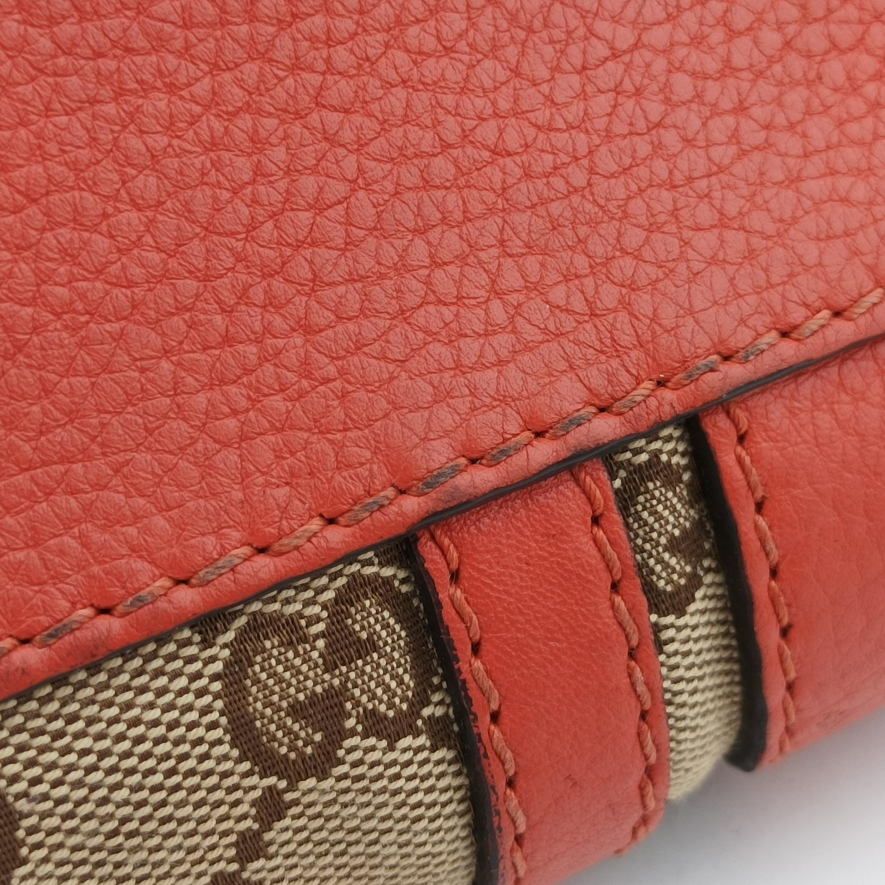 signature Top Handle Cellarius Ebony Beige×pink Leather×canvas 387601 G018257593シグネチャー トップ ハンドル セラリウス エボニー ベージュ×ピンク レザー×キャンバス 387601 G018257593