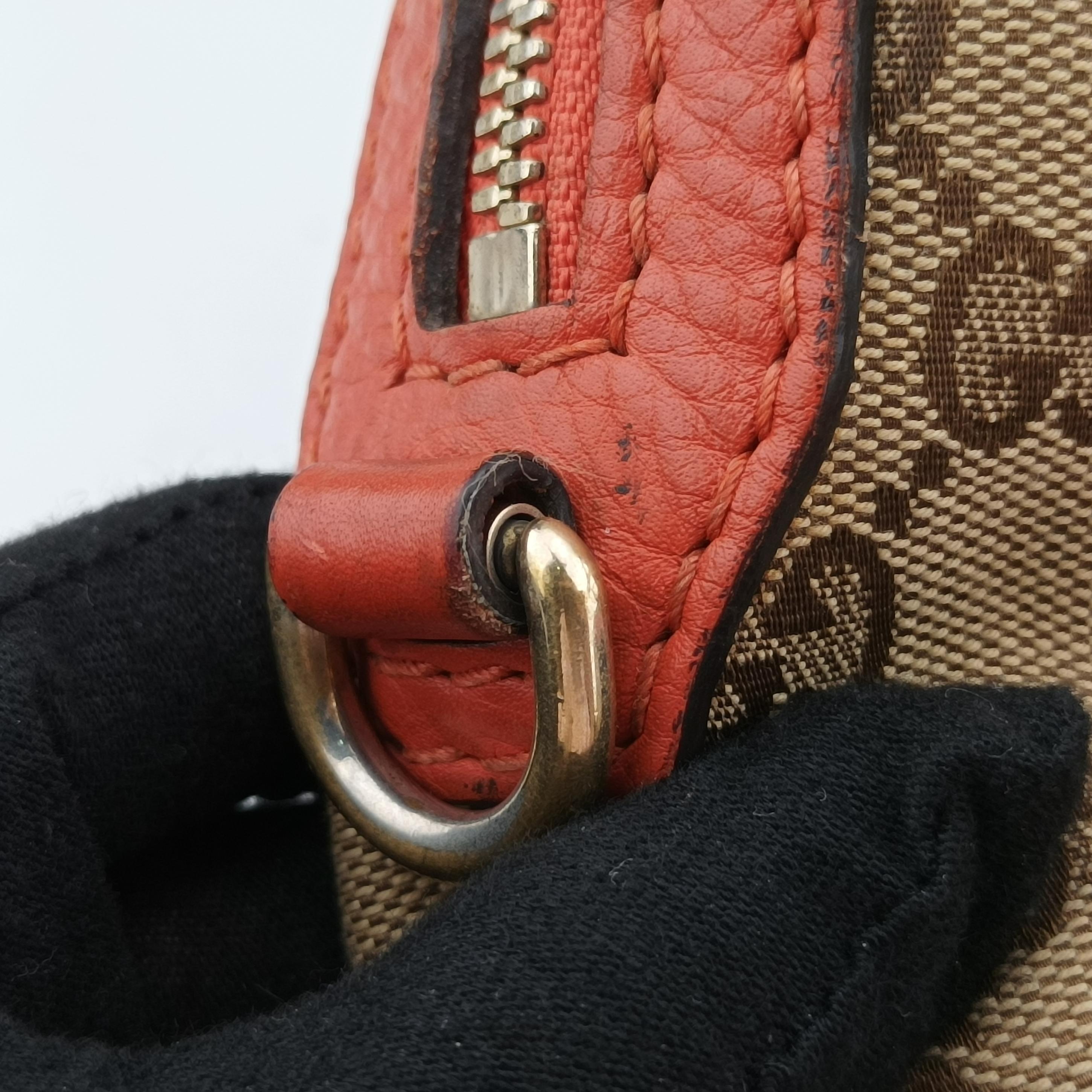 signature Top Handle Cellarius Ebony Beige×pink Leather×canvas 387601 G018257593シグネチャー トップ ハンドル セラリウス エボニー ベージュ×ピンク レザー×キャンバス 387601 G018257593