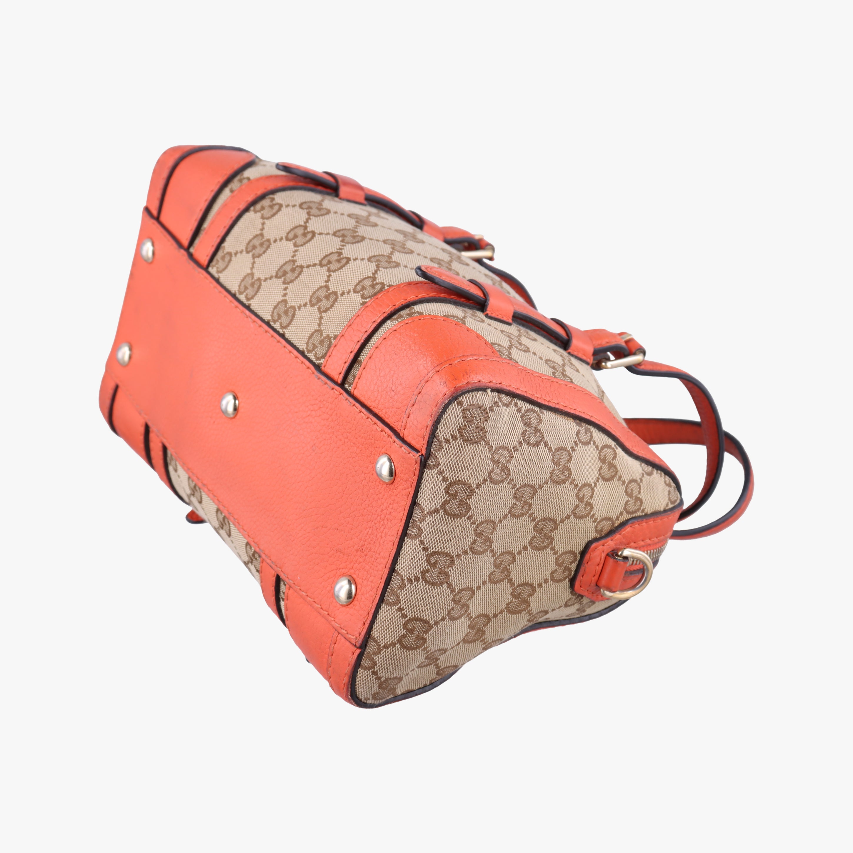 signature Top Handle Cellarius Ebony Beige×pink Leather×canvas 387601 G018257593シグネチャー トップ ハンドル セラリウス エボニー ベージュ×ピンク レザー×キャンバス 387601 G018257593