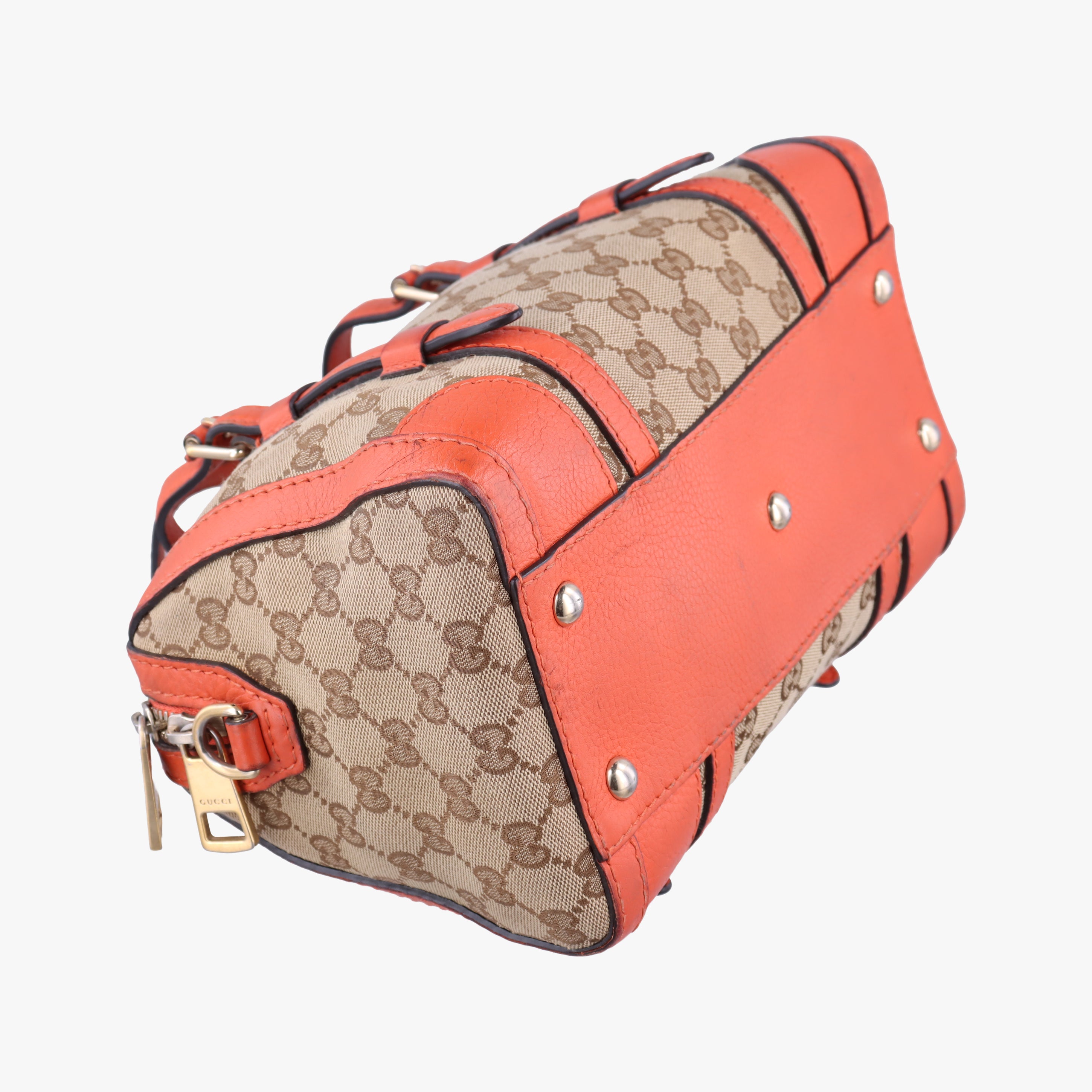 signature Top Handle Cellarius Ebony Beige×pink Leather×canvas 387601 G018257593シグネチャー トップ ハンドル セラリウス エボニー ベージュ×ピンク レザー×キャンバス 387601 G018257593