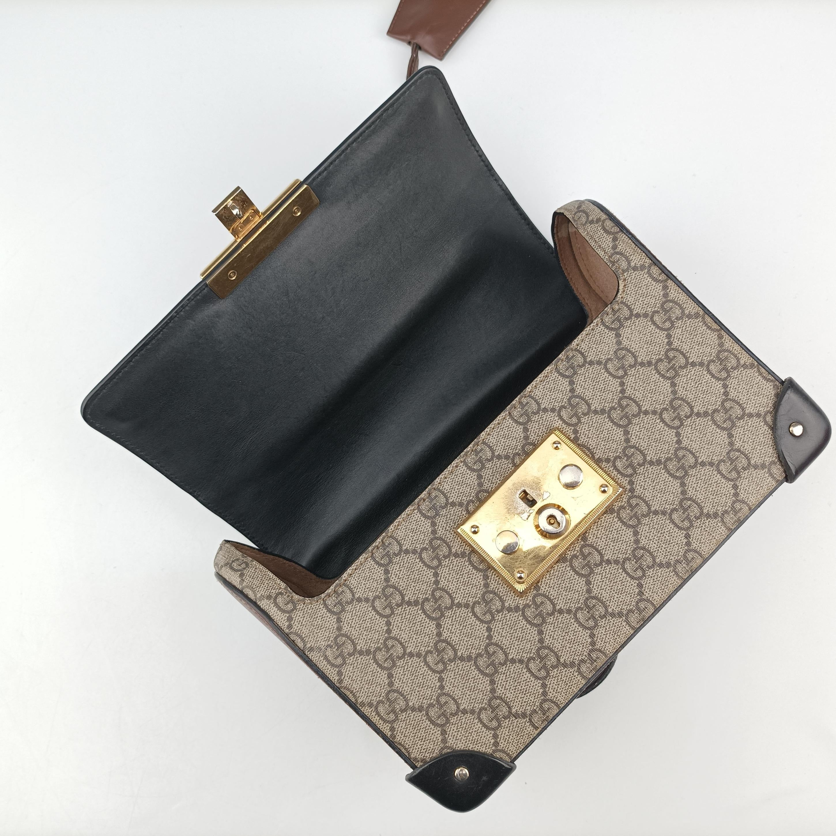 GG Supreme Bamboo Padlock beige×black PVC coated canvas 603221 E032322588GGスプリーム バンブー パドロック ベージュ×ブラック PVCコーティングキャンバス 603221 E032322588