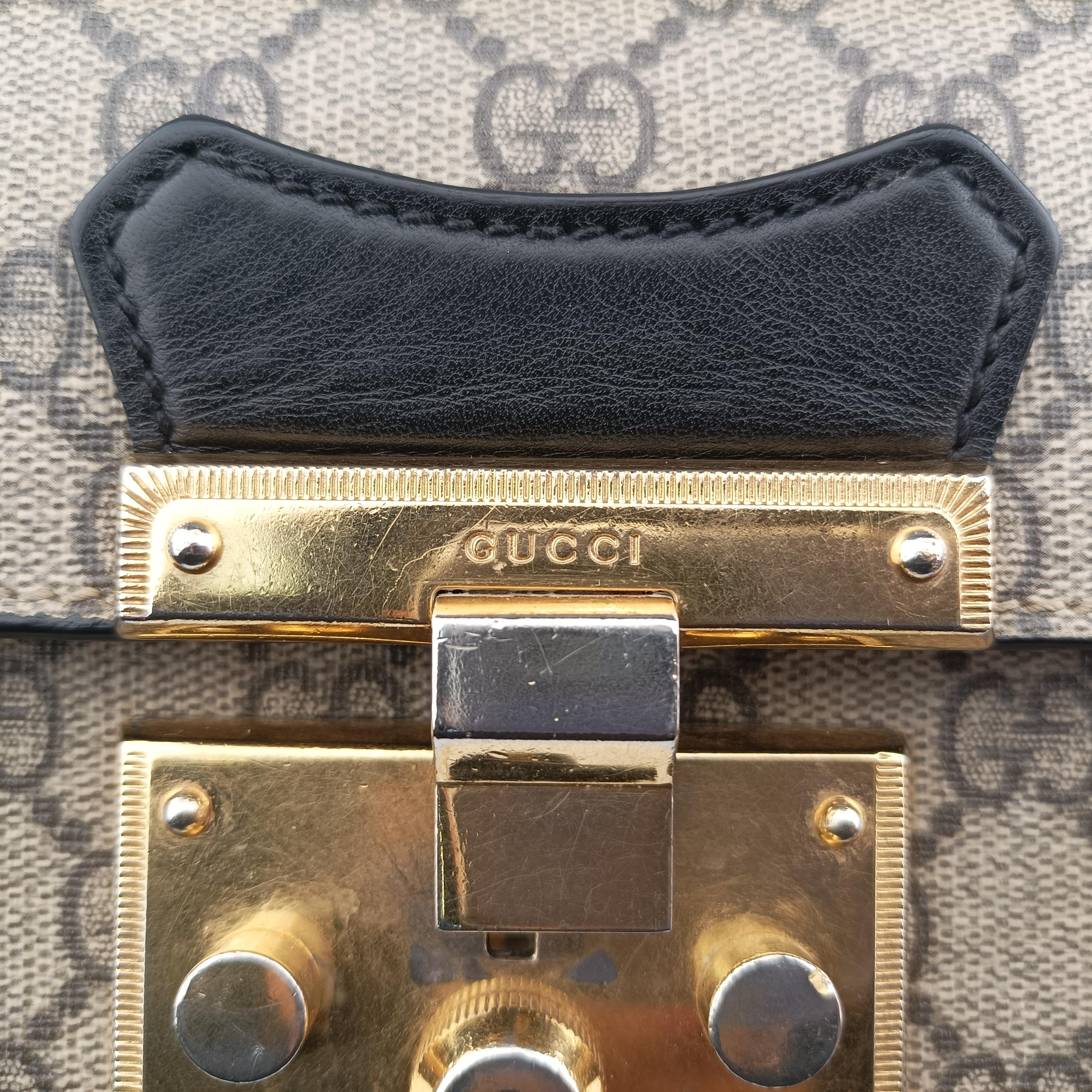GG Supreme Bamboo Padlock beige×black PVC coated canvas 603221 E032322588GGスプリーム バンブー パドロック ベージュ×ブラック PVCコーティングキャンバス 603221 E032322588