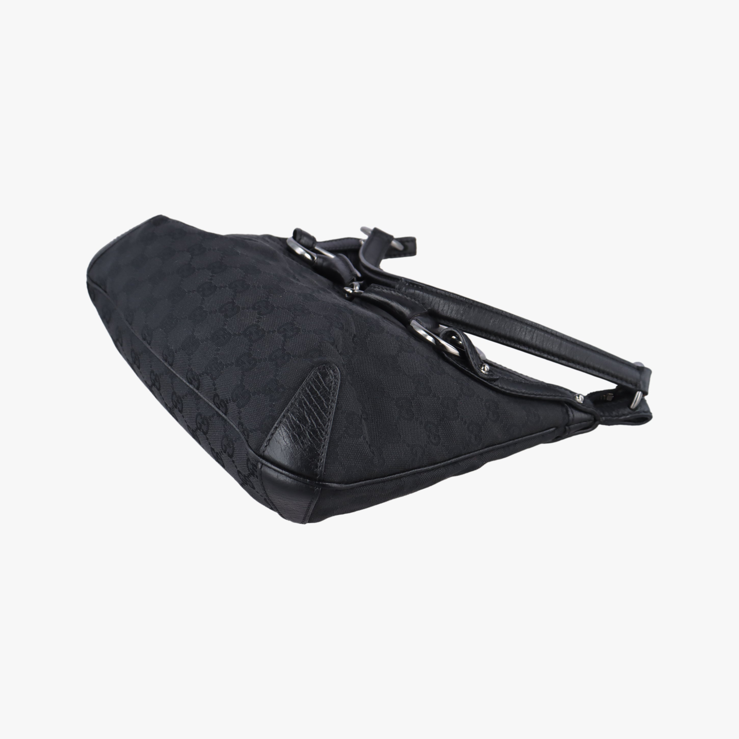 Horsebit Hobo Black Fabric×leather 114890 ホースビットホーボー ブラック ファブリック×レザー 114890