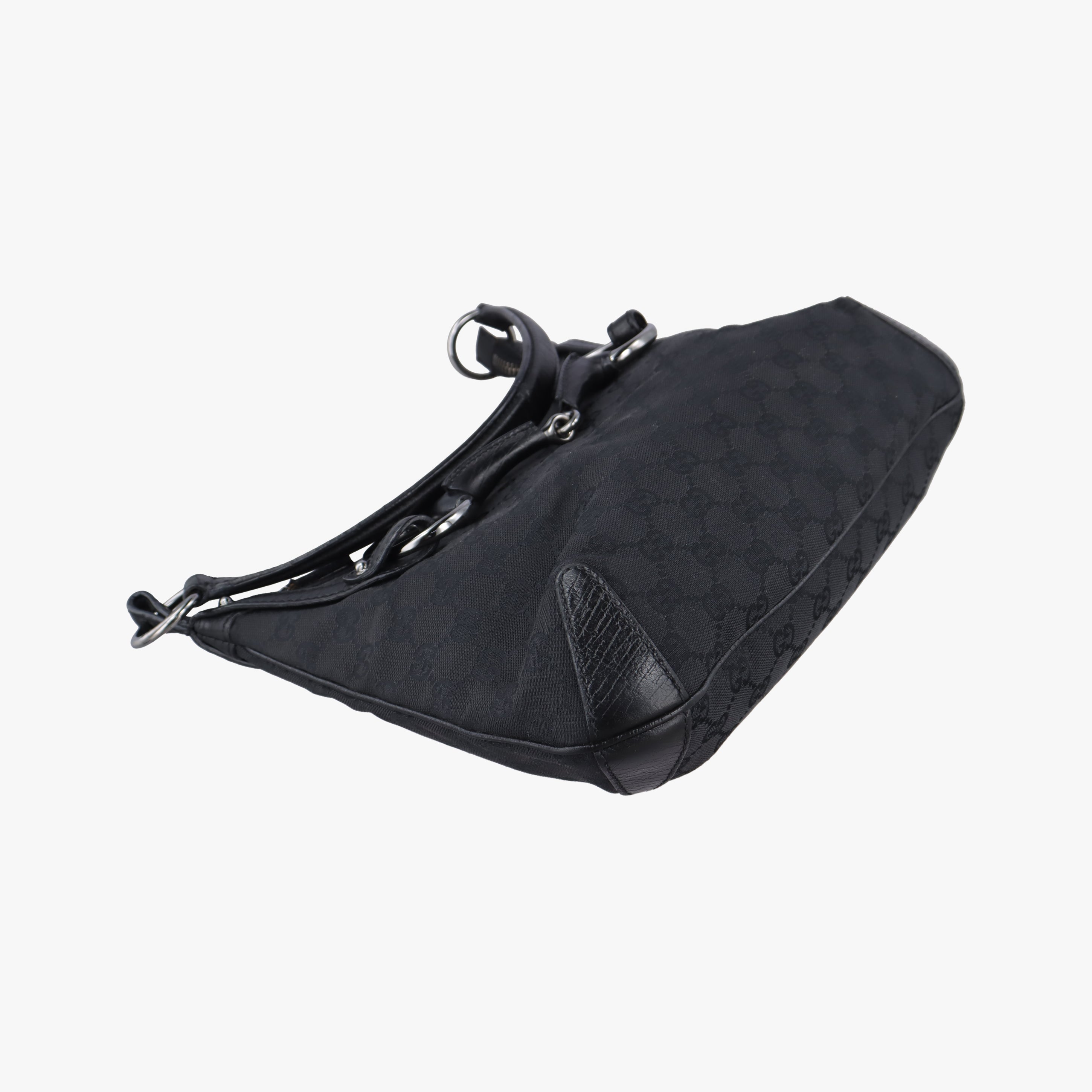 Horsebit Hobo Black Fabric×leather 114890 ホースビットホーボー ブラック ファブリック×レザー 114890
