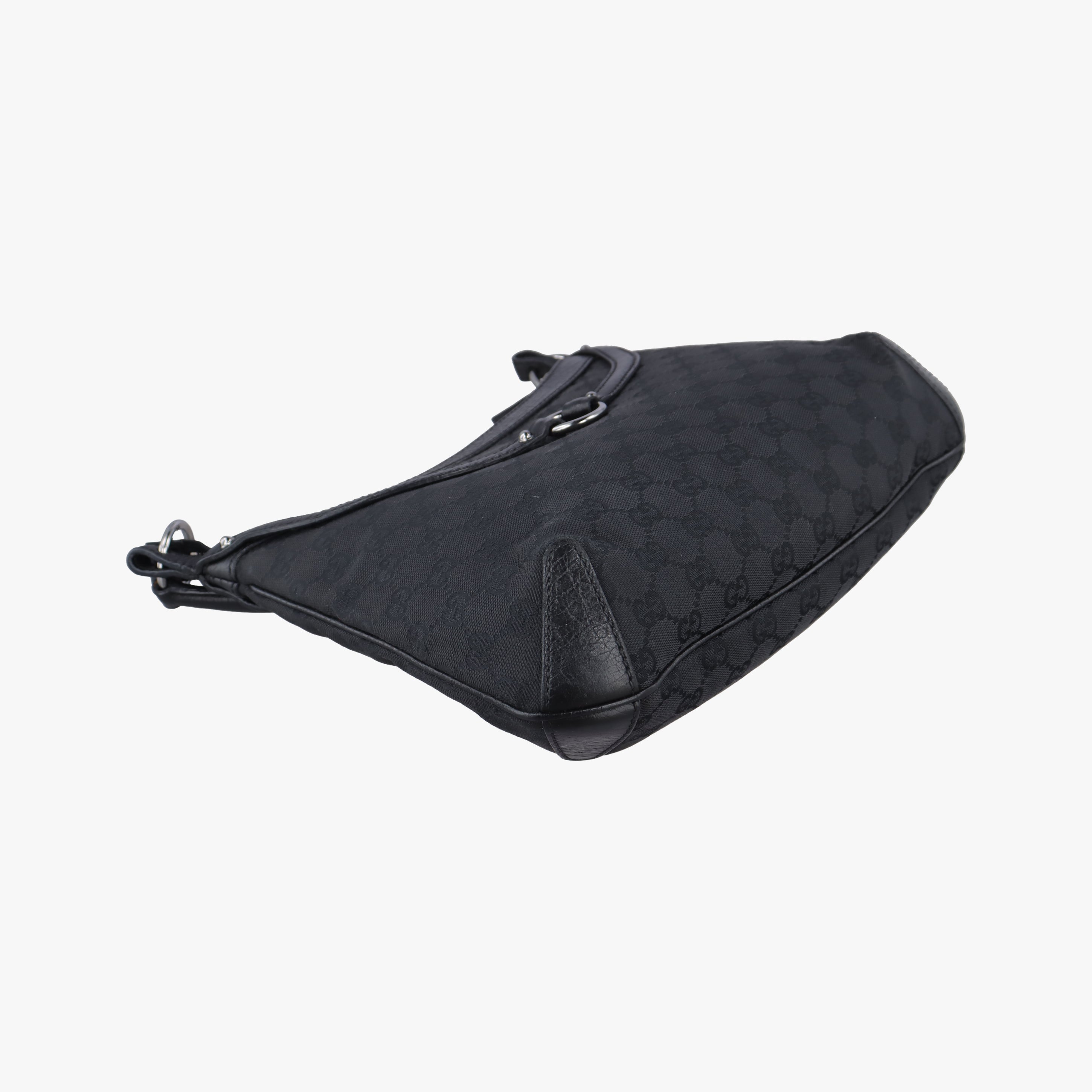 Horsebit Hobo Black Fabric×leather 114890 ホースビットホーボー ブラック ファブリック×レザー 114890