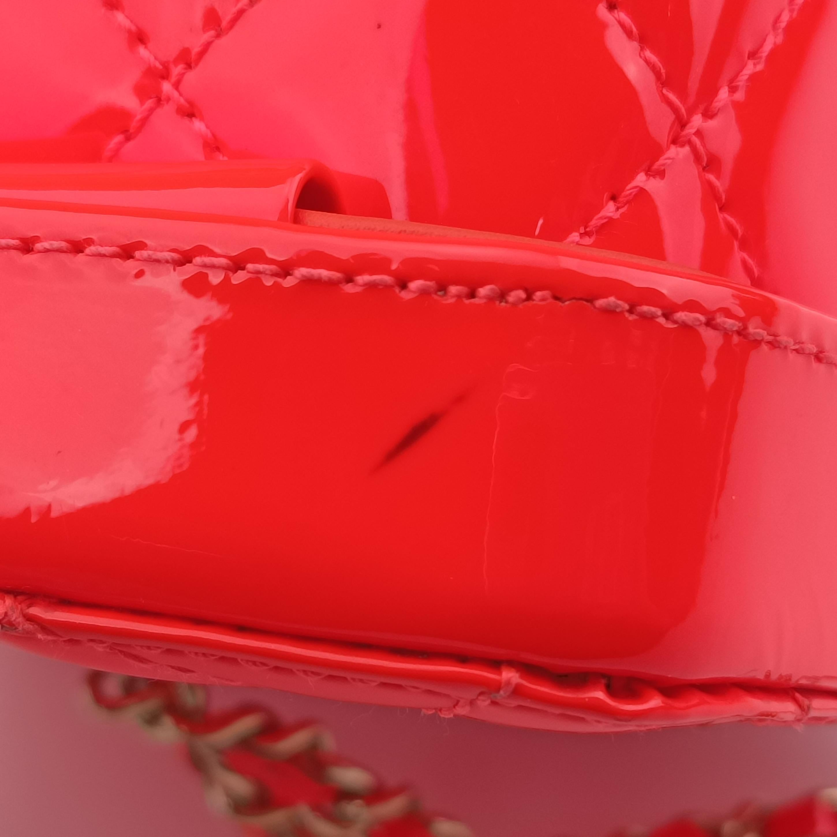 Vanity Matelasse Chain Handle Orange Patent A91055 22342643バニティ マトラッセ チェーンハンドル オレンジ パテント A91055 22342643