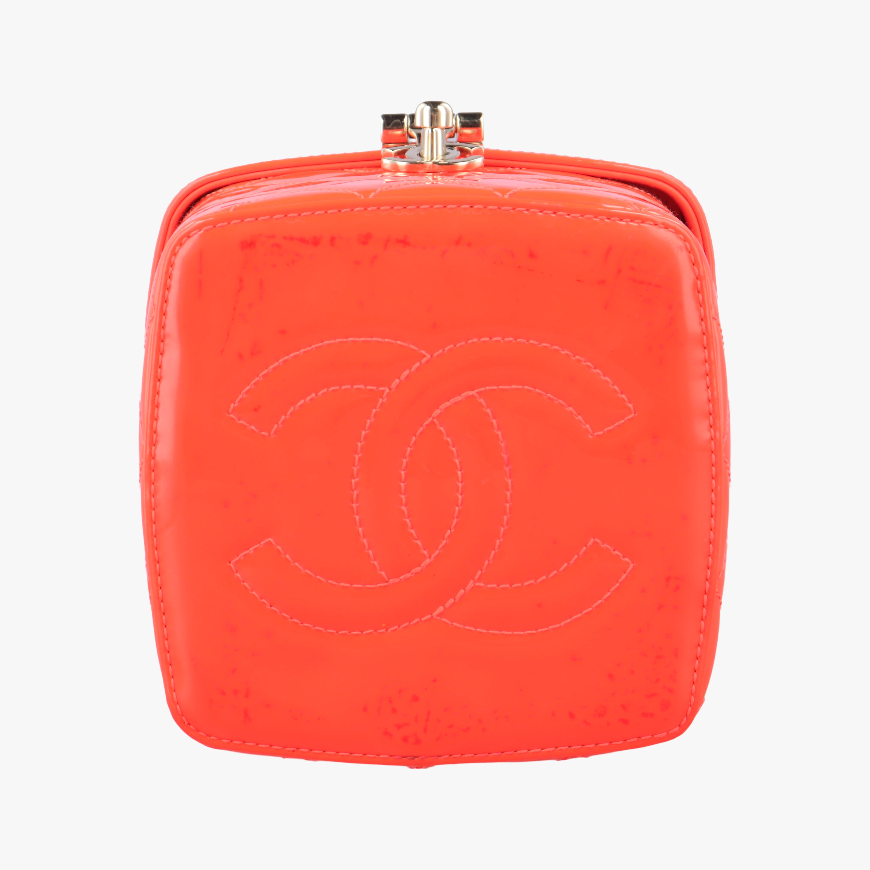 Vanity Matelasse Chain Handle Orange Patent A91055 22342643バニティ マトラッセ チェーンハンドル オレンジ パテント A91055 22342643