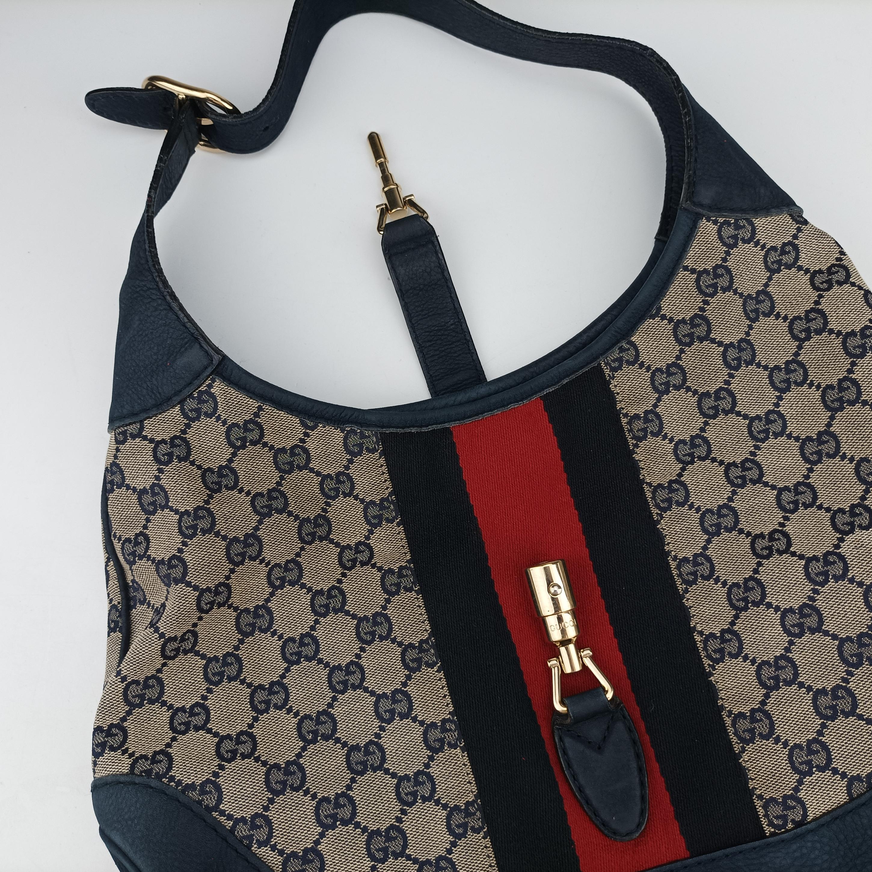 Jackie Flora Hobo Beige x Navy x Red x Black Canvas×leather 277520 E012969606ニュージャッキー ベージュ×ネイビー×レッド×ブラック キャンバス ×レザー 277520 E012969606