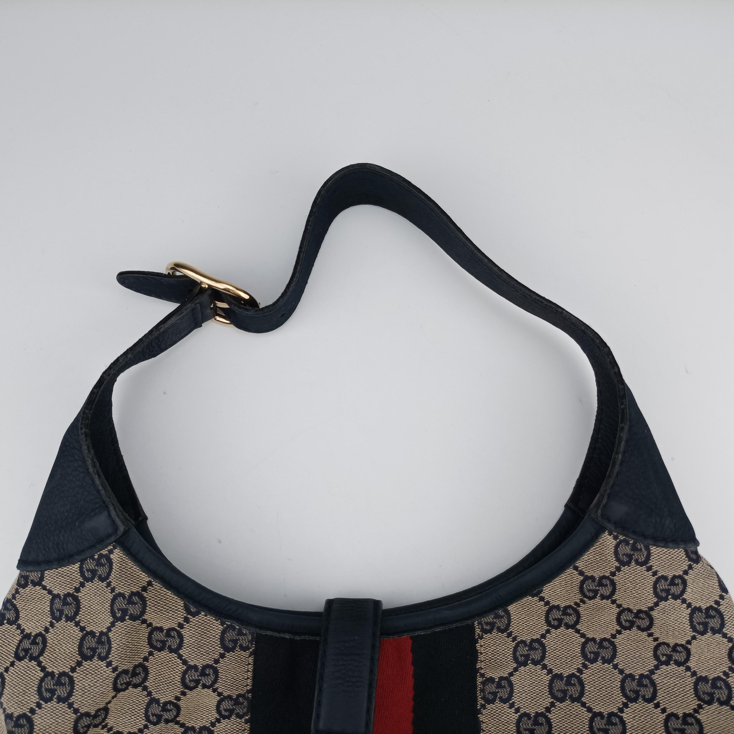 Jackie Flora Hobo Beige x Navy x Red x Black Canvas×leather 277520 E012969606ニュージャッキー ベージュ×ネイビー×レッド×ブラック キャンバス ×レザー 277520 E012969606