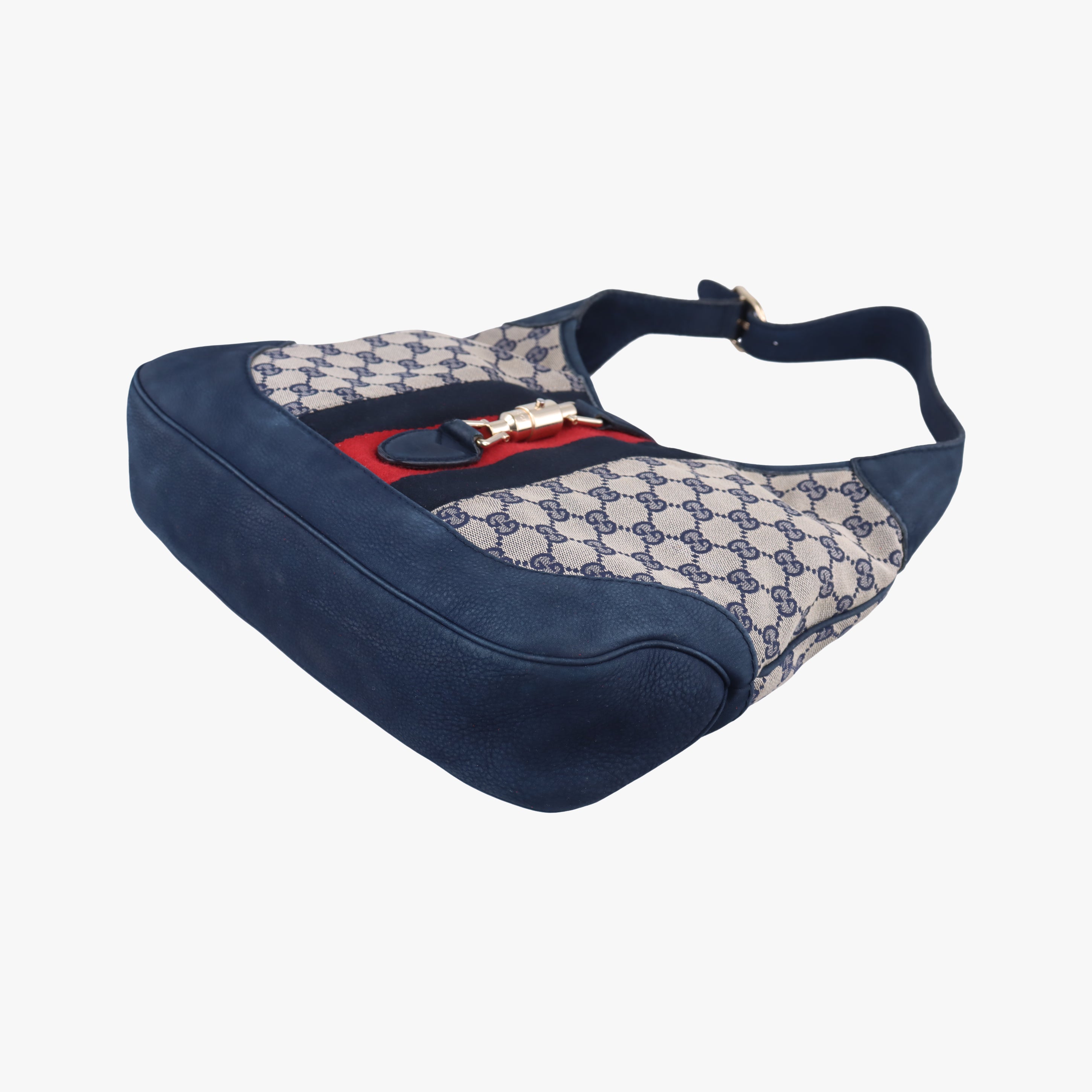 Jackie Flora Hobo Beige x Navy x Red x Black Canvas×leather 277520 E012969606ニュージャッキー ベージュ×ネイビー×レッド×ブラック キャンバス ×レザー 277520 E012969606