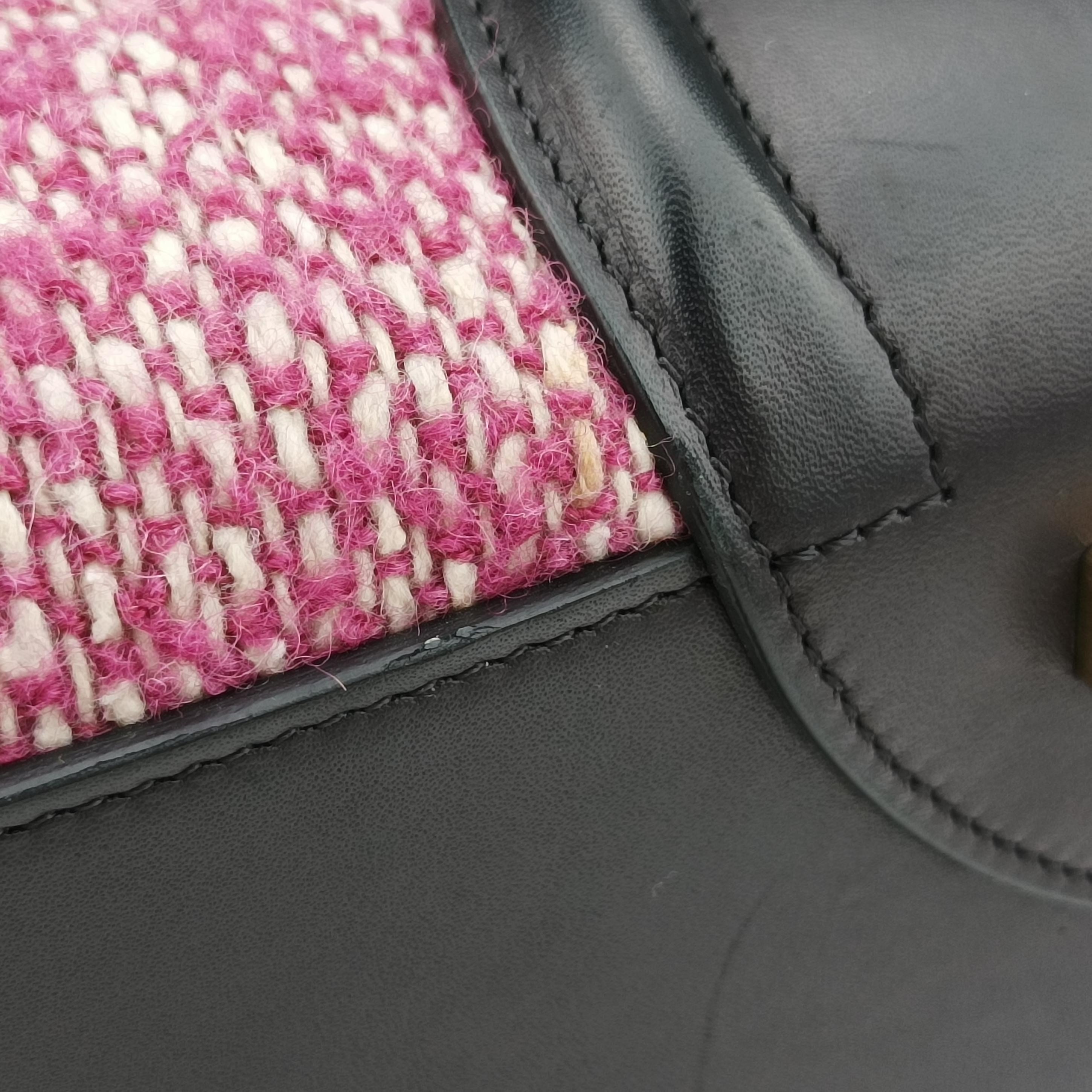 Luggage Mini Shopper Pink x Black fabric×Leather W-GA-0174ラゲージミニショッパー ピンク×ブラック ファブリック×レザー W-GA-0174