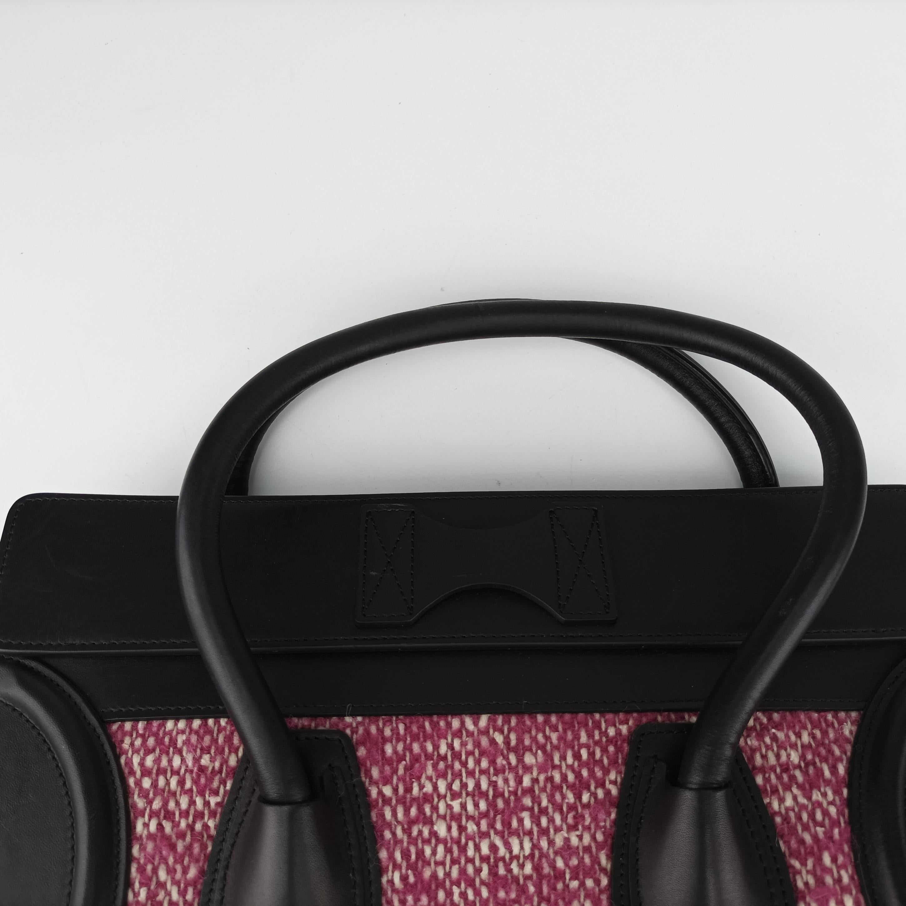 Luggage Mini Shopper Pink x Black fabric×Leather W-GA-0174ラゲージミニショッパー ピンク×ブラック ファブリック×レザー W-GA-0174