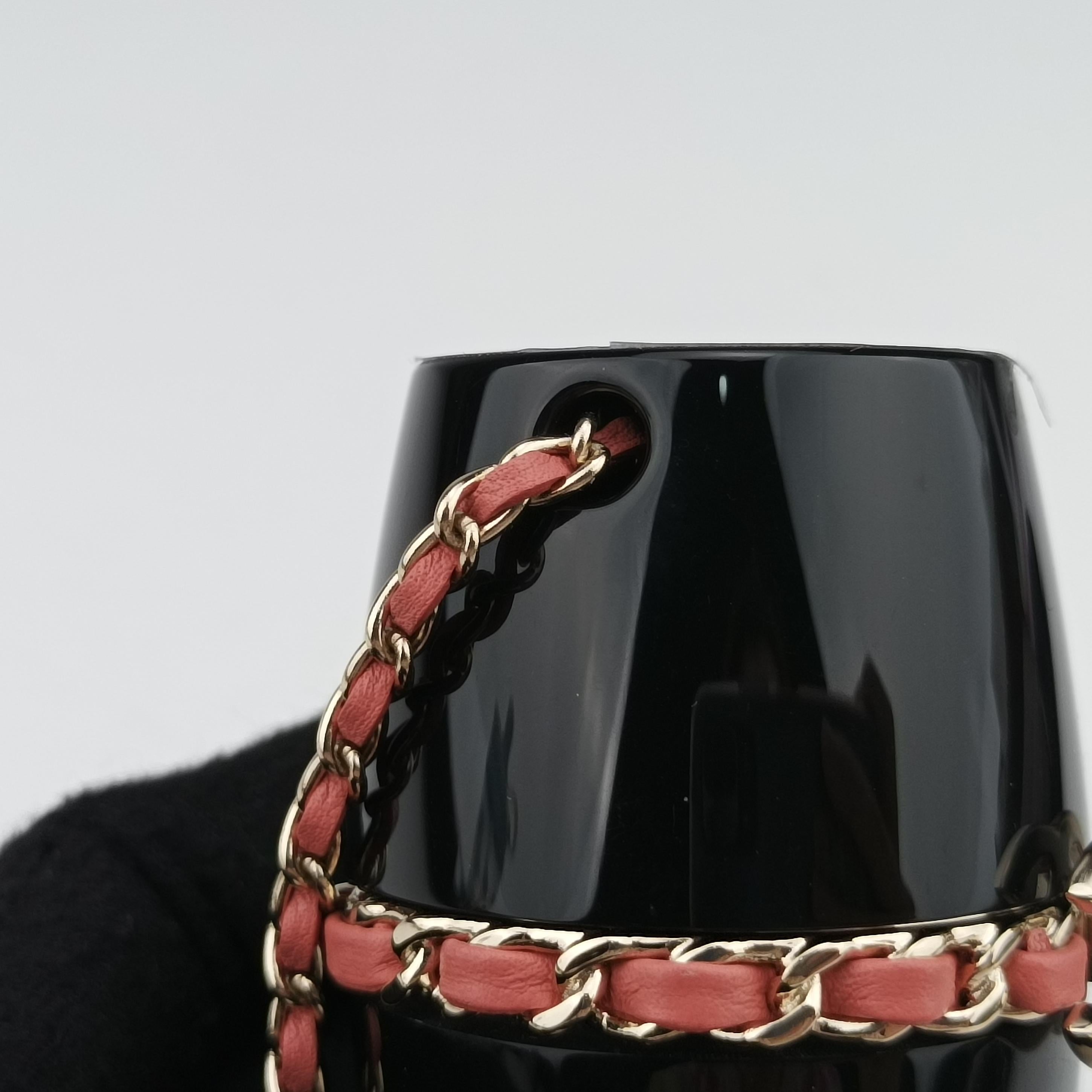 Coco Mark Lucite Lipstick Case On Chain Black plastic ココマーク ルーサイト リップスティックケース チェーン付き ブラック プラスチック