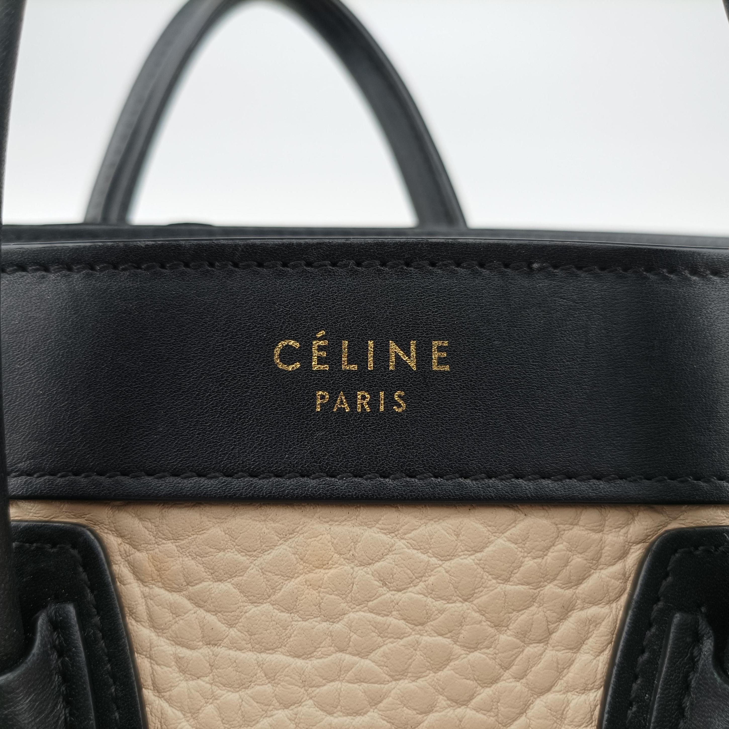 luggage nano shopper Beige×black×blue Leather W-CU-3105ラゲージナノショッパー ベージュ×ブラック×ブルー レザー W-CU-3105