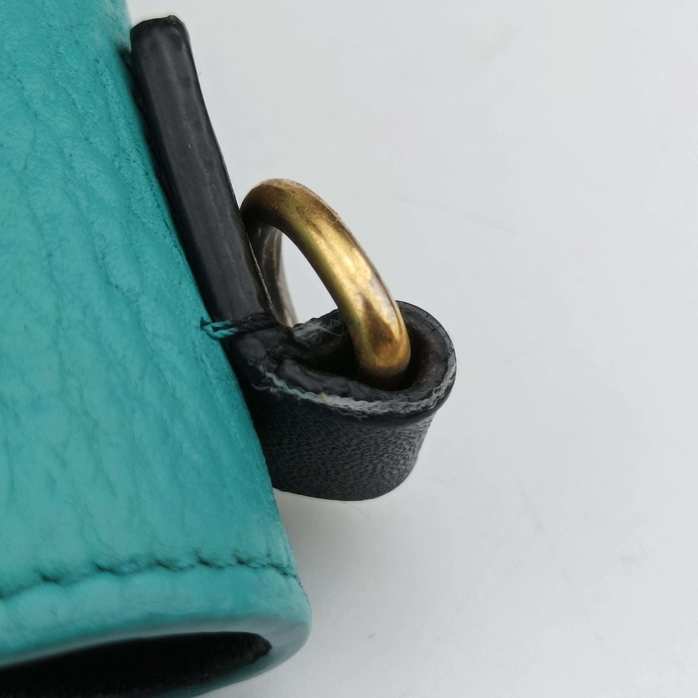 luggage nano shopper Beige×black×blue Leather W-CU-3105ラゲージナノショッパー ベージュ×ブラック×ブルー レザー W-CU-3105