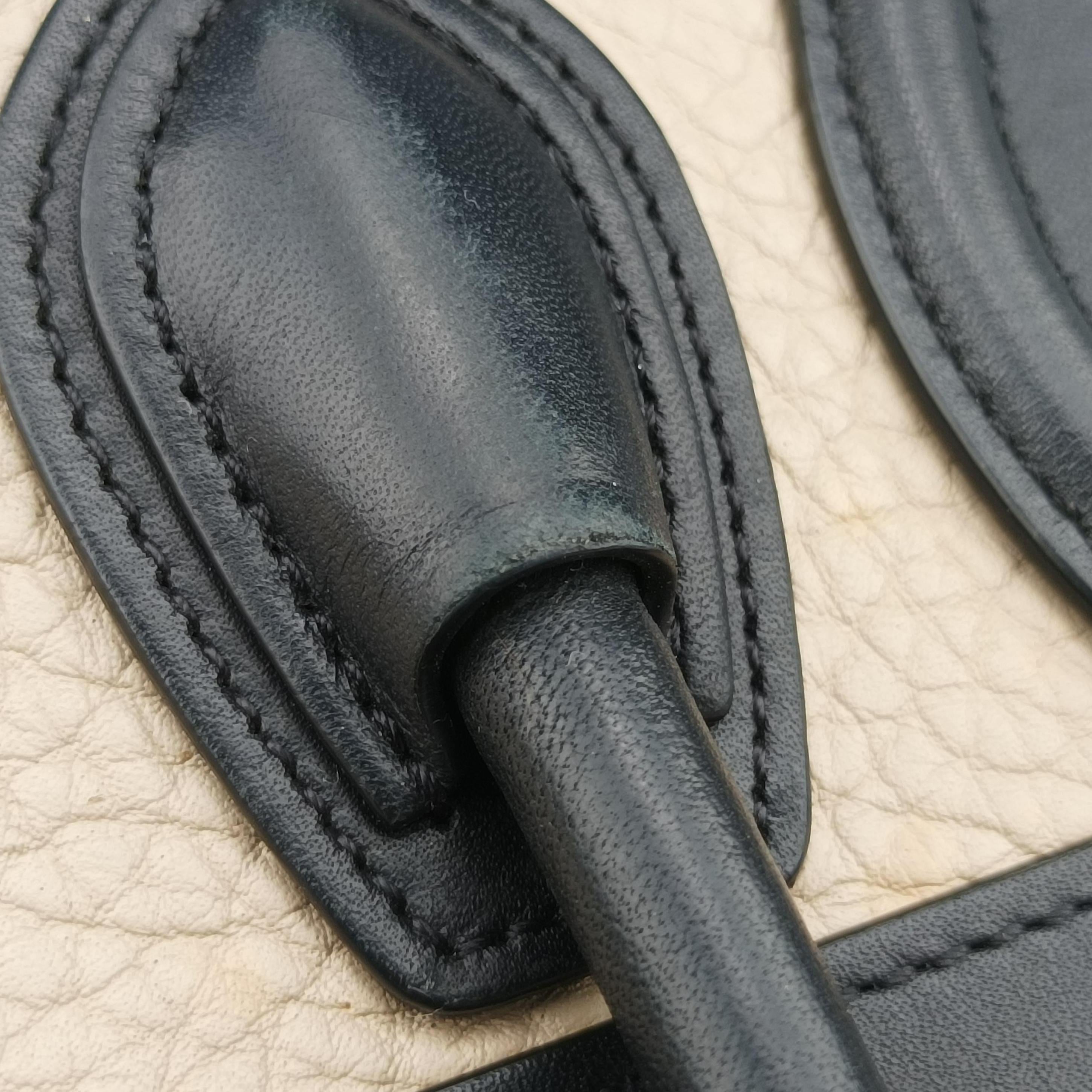 luggage nano shopper Beige×black×blue Leather W-CU-3105ラゲージナノショッパー ベージュ×ブラック×ブルー レザー W-CU-3105