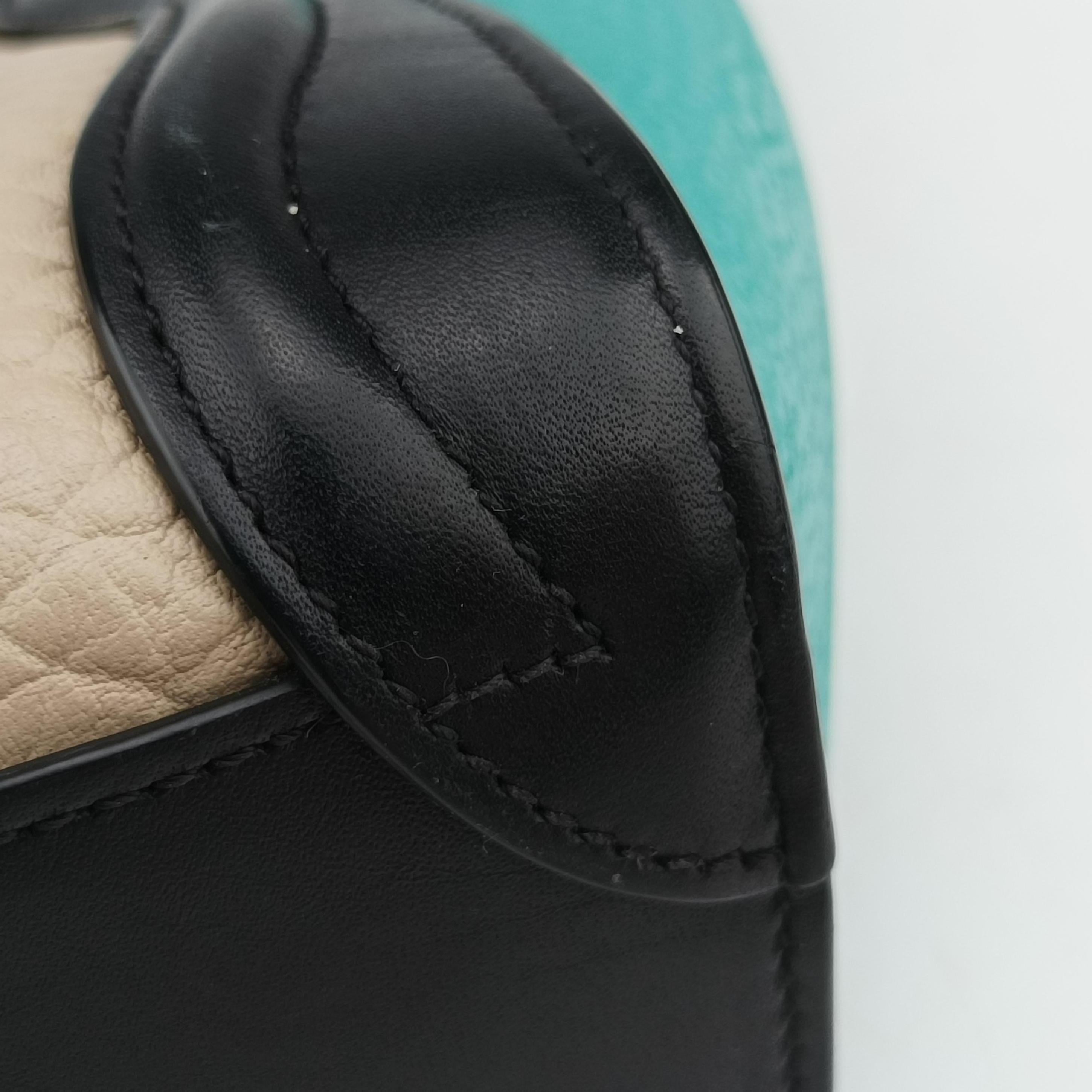 luggage nano shopper Beige×black×blue Leather W-CU-3105ラゲージナノショッパー ベージュ×ブラック×ブルー レザー W-CU-3105