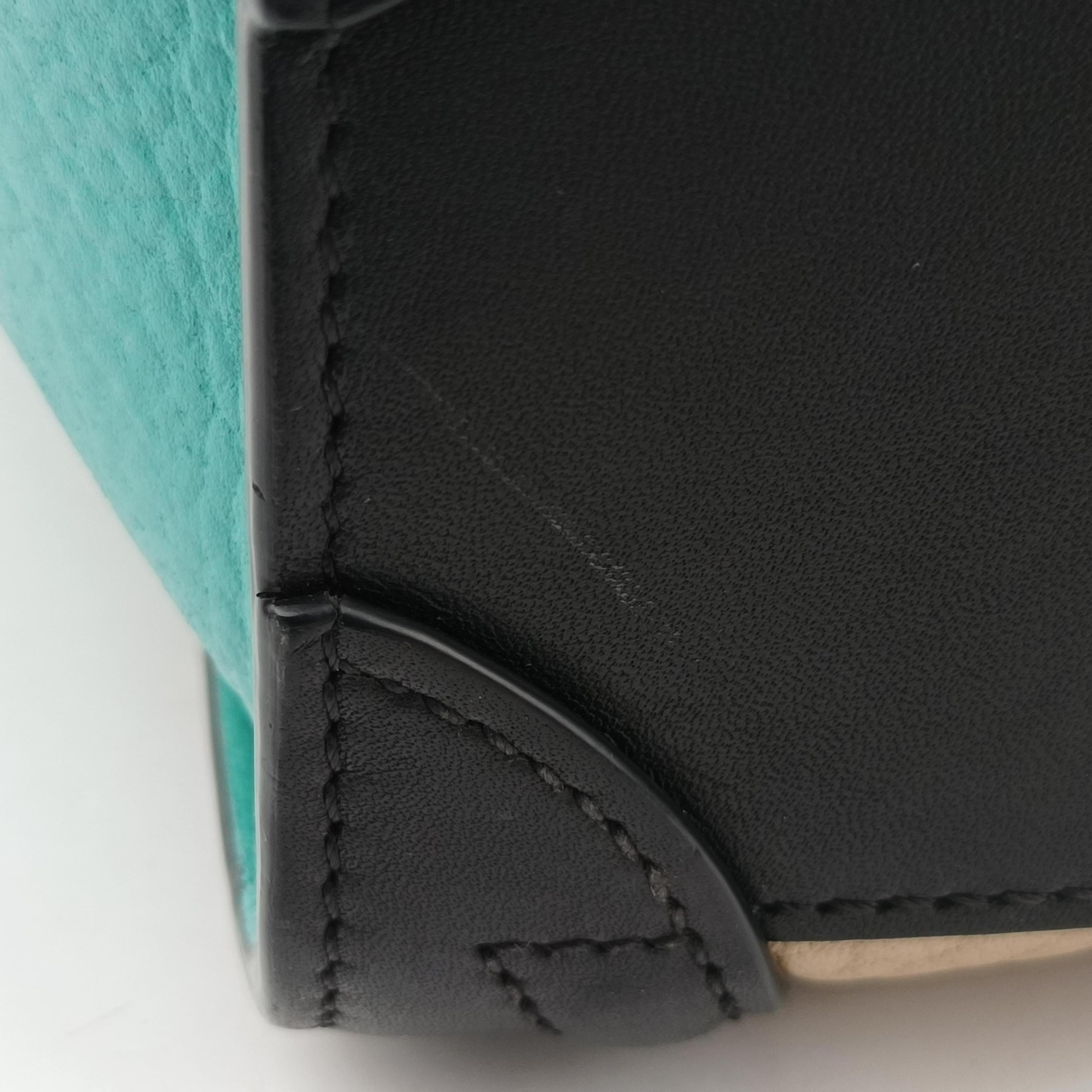 luggage nano shopper Beige×black×blue Leather W-CU-3105ラゲージナノショッパー ベージュ×ブラック×ブルー レザー W-CU-3105