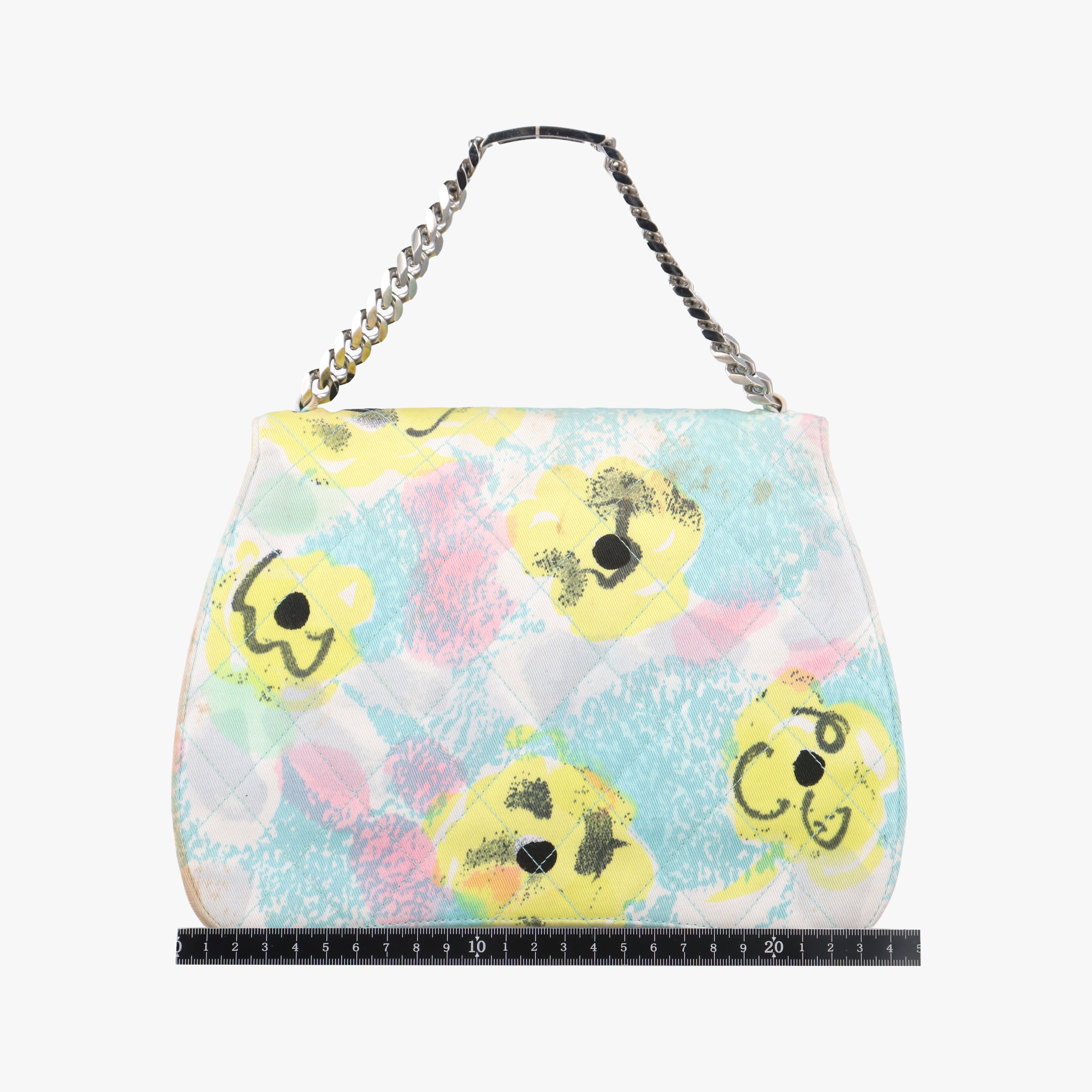 Floral Classic Flap Tote blue×Multicolour Fabric A08702 4842246フローラルクラシックフラップトート ブルー×マルチカラー ファブリック A08702 4842246