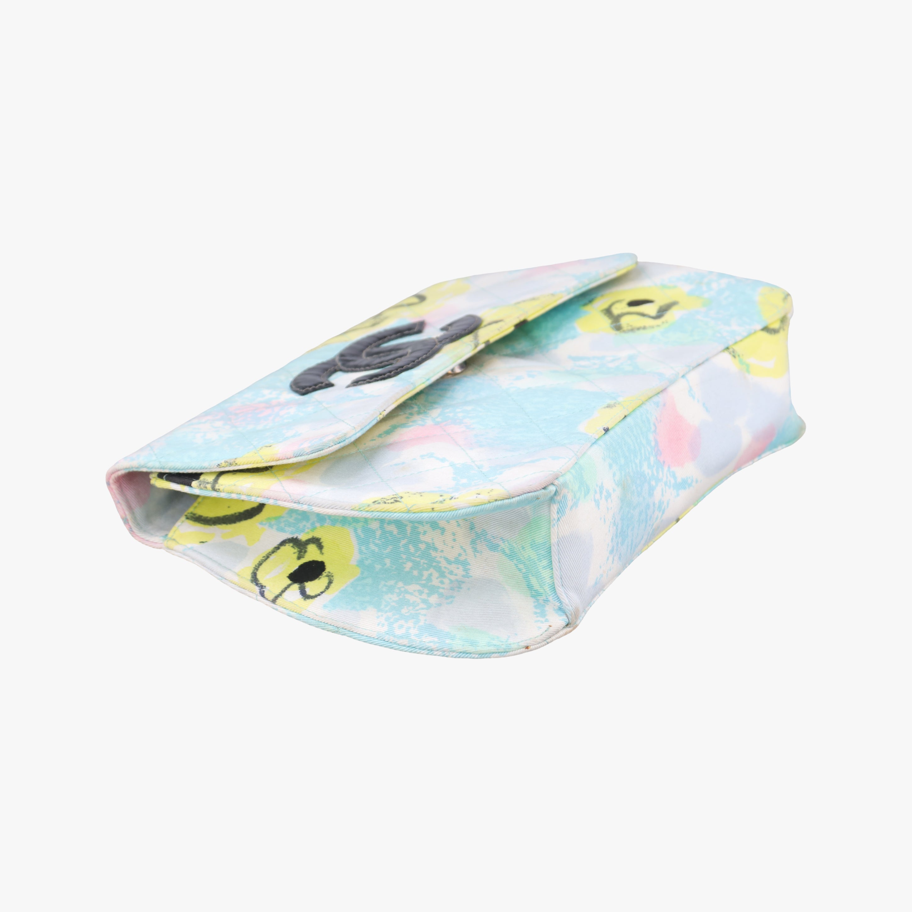 Floral Classic Flap Tote blue×Multicolour Fabric A08702 4842246フローラルクラシックフラップトート ブルー×マルチカラー ファブリック A08702 4842246