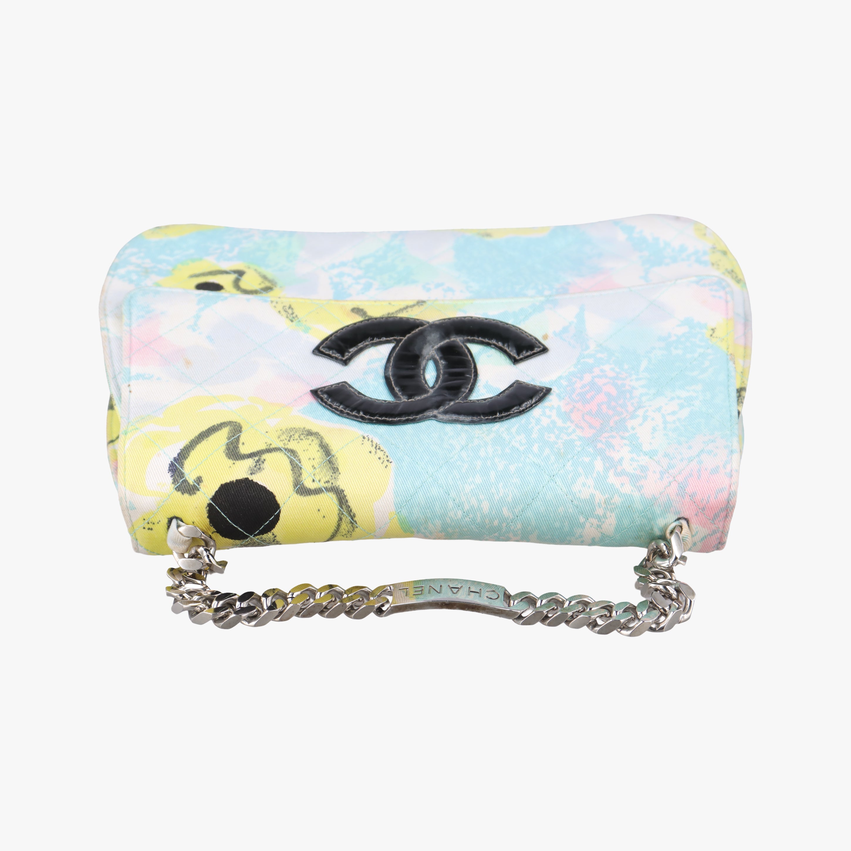 Floral Classic Flap Tote blue×Multicolour Fabric A08702 4842246フローラルクラシックフラップトート ブルー×マルチカラー ファブリック A08702 4842246