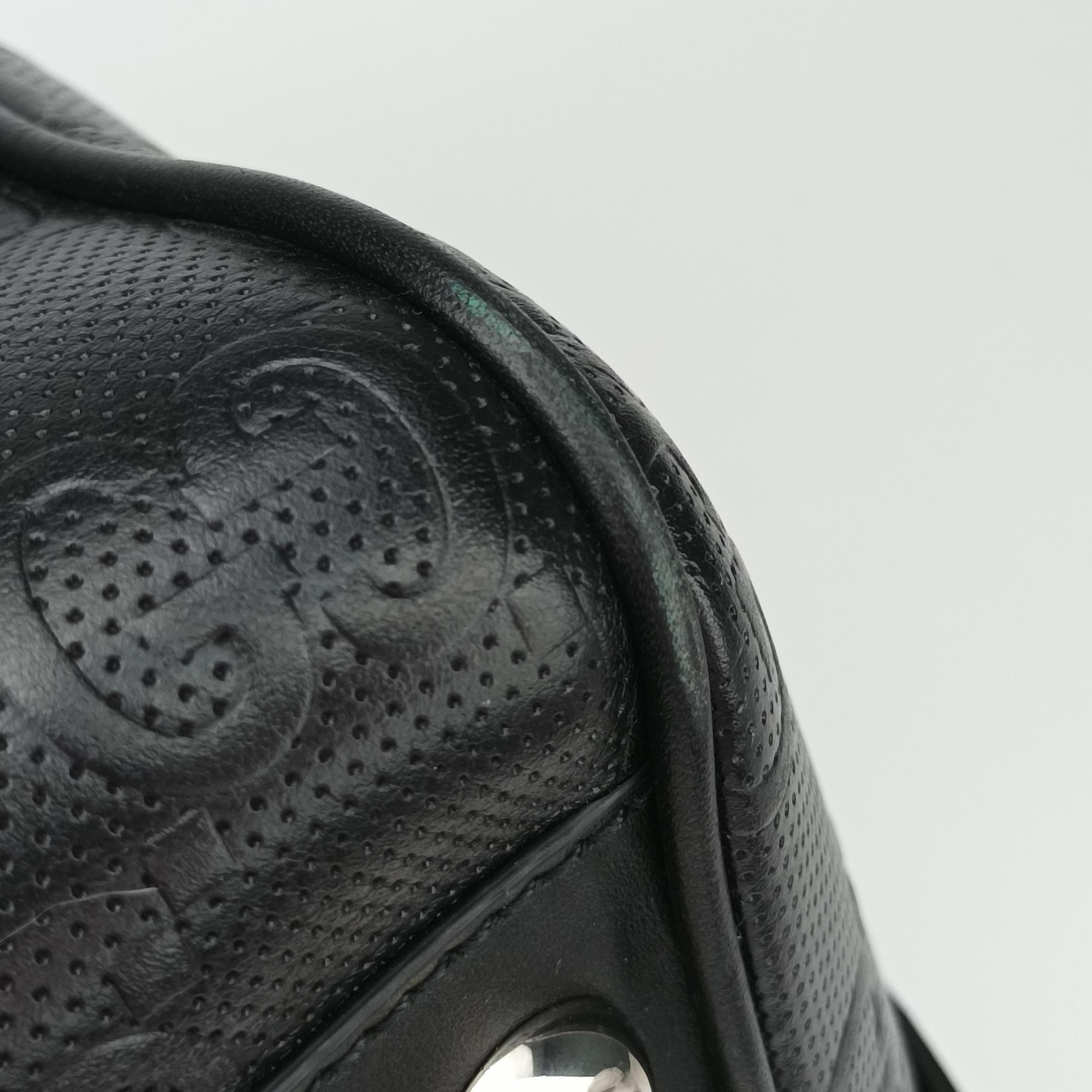 GG Embossed Black Leather 725129 E039515650ジージーエンボスド ブラック レザー 725129 E039515650