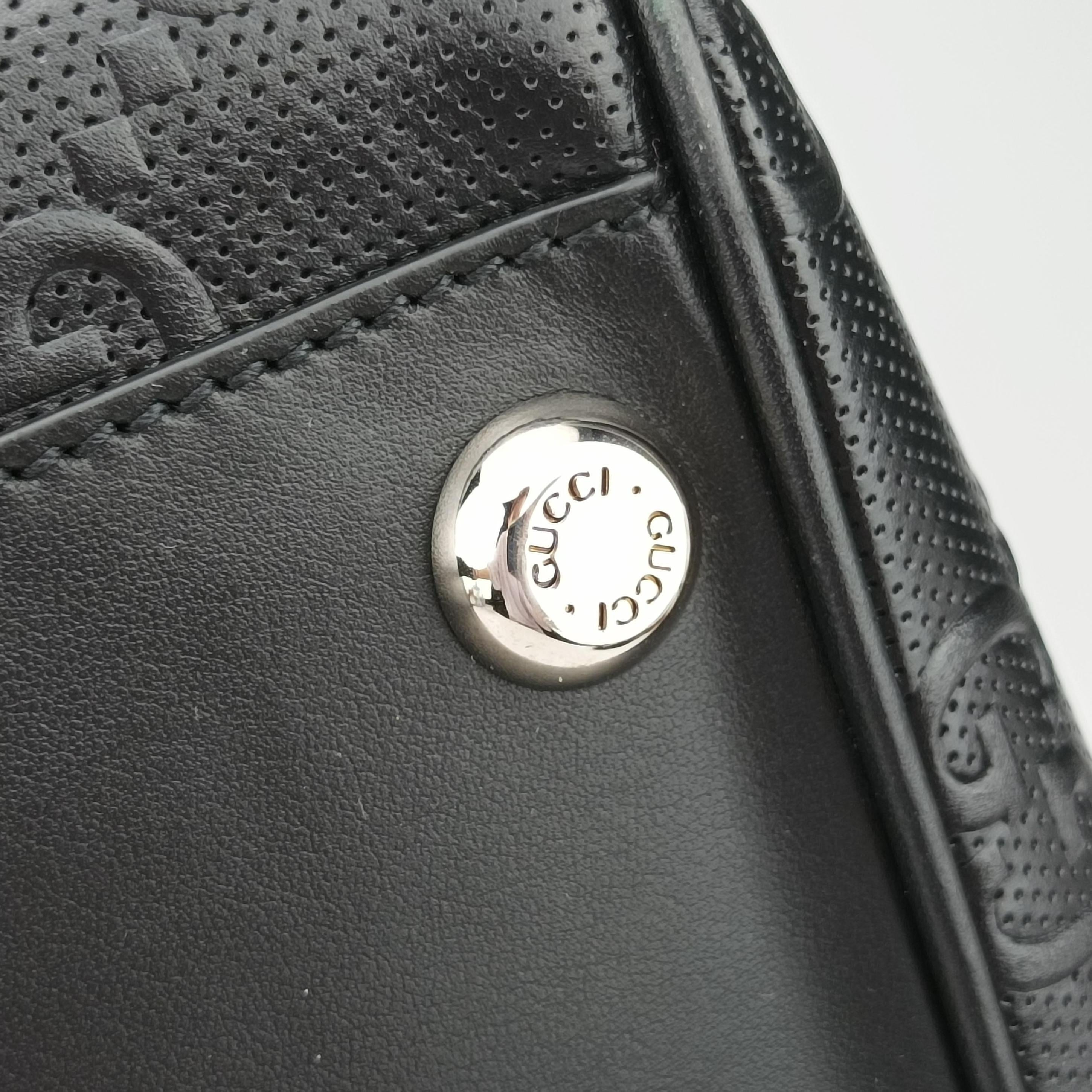 GG Embossed Black Leather 725129 E039515650ジージーエンボスド ブラック レザー 725129 E039515650