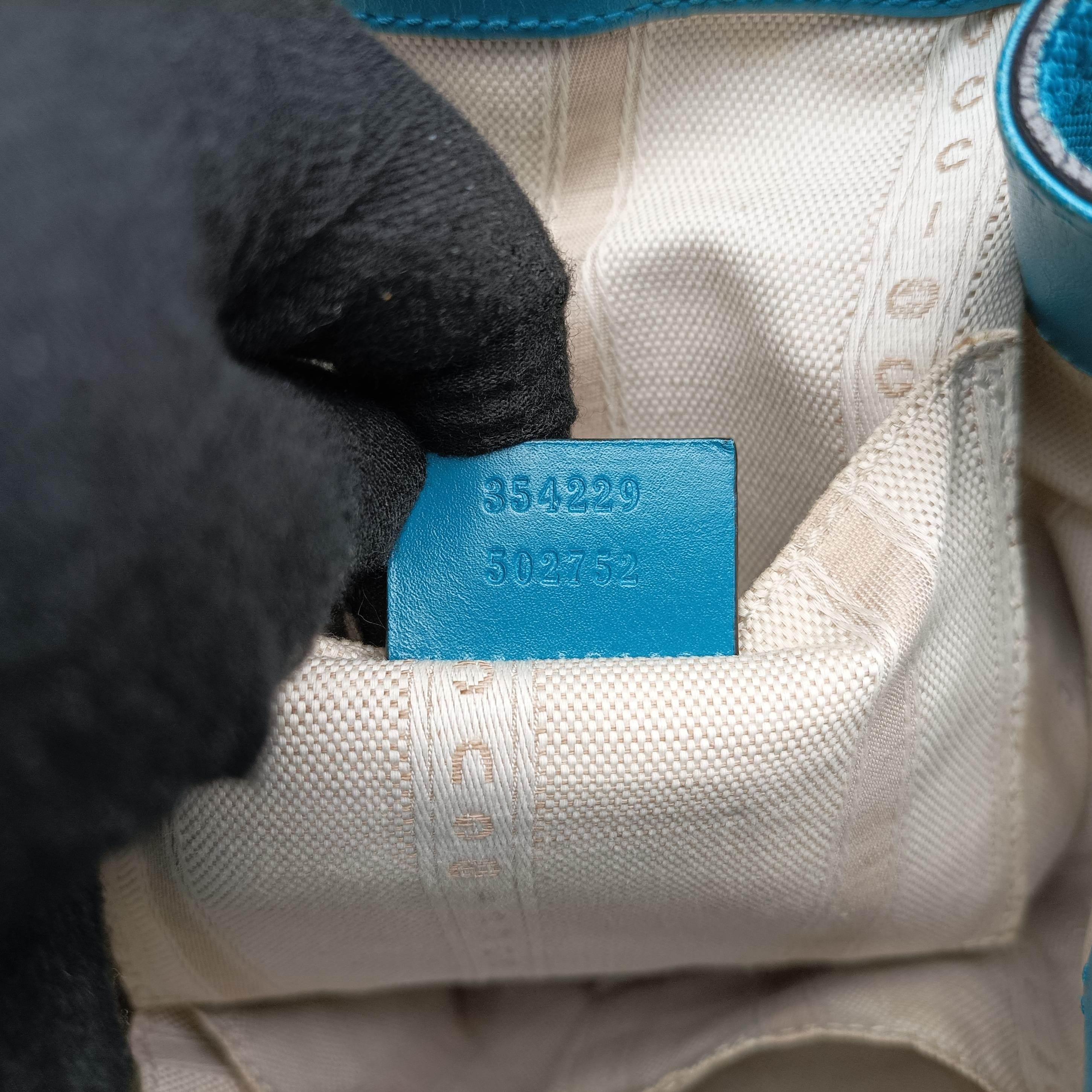 Bright Diamante Bucket Blue Leather 354229 I016928133ブライトディアマンテ バケット ブルー レザー 354229 I016928133