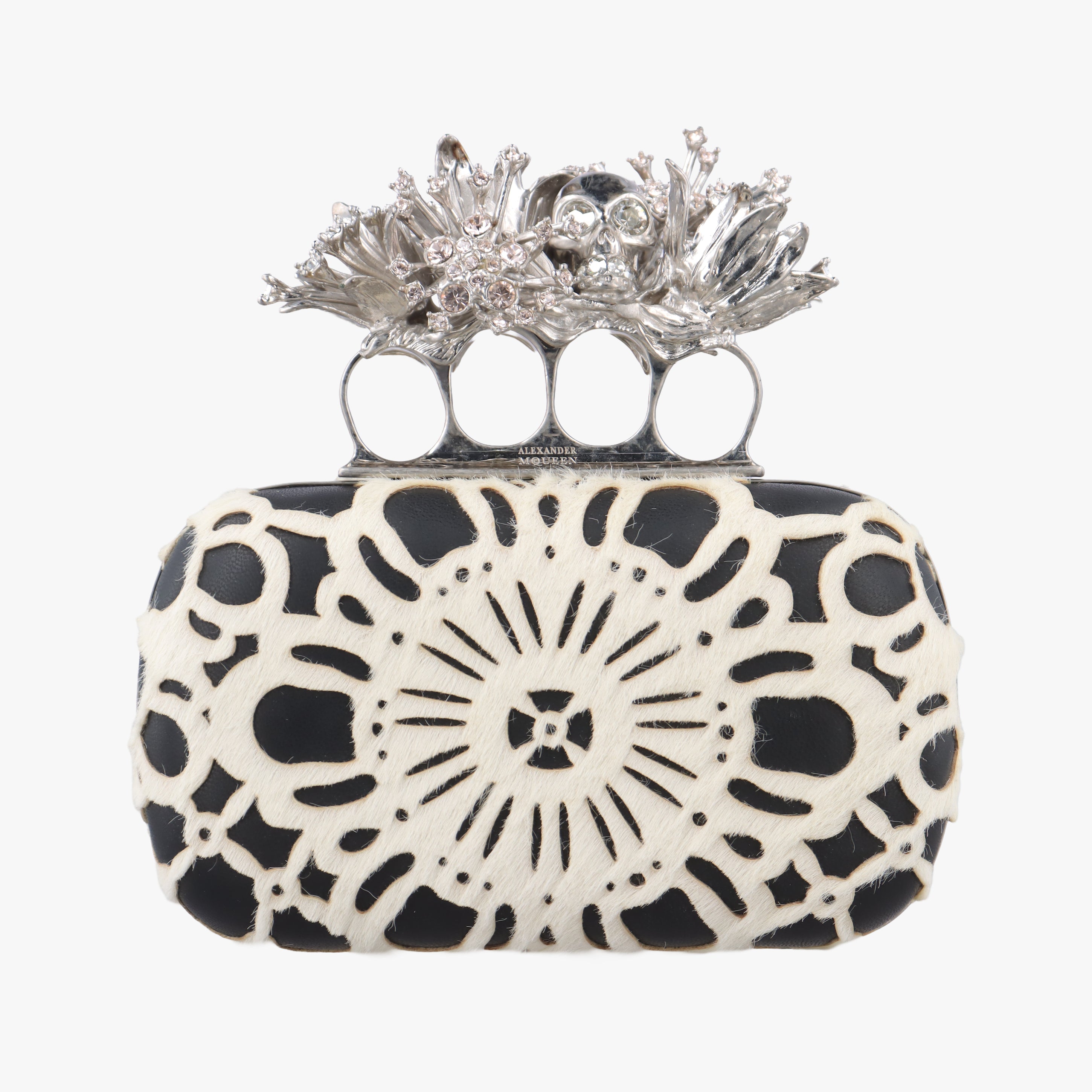 Knuckle Duster Black×white Leather×ponyhair 305048 000926ナックルダスター ブラック×ホワイト レザー×ハラコ 305048 000926