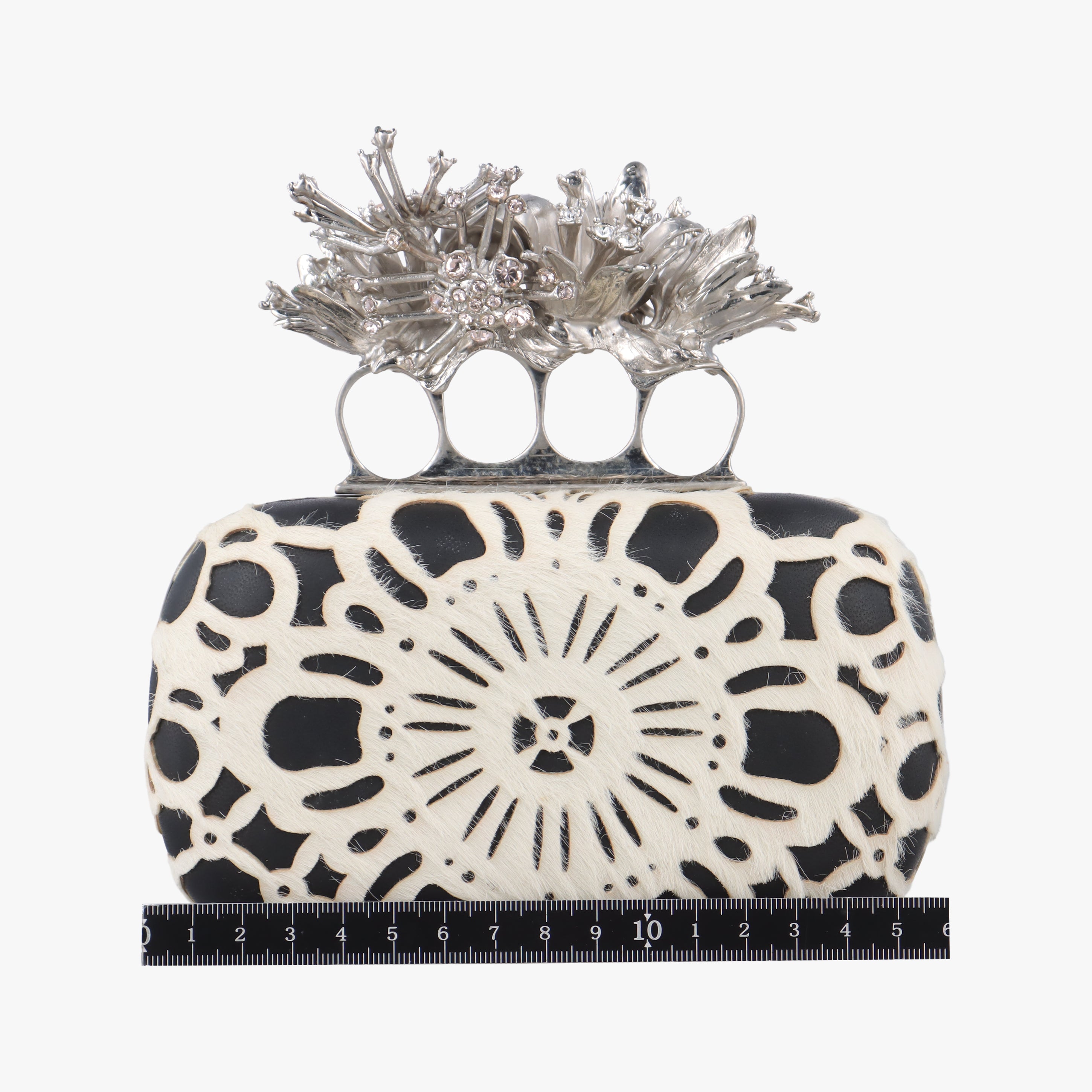 Knuckle Duster Black×white Leather×ponyhair 305048 000926ナックルダスター ブラック×ホワイト レザー×ハラコ 305048 000926